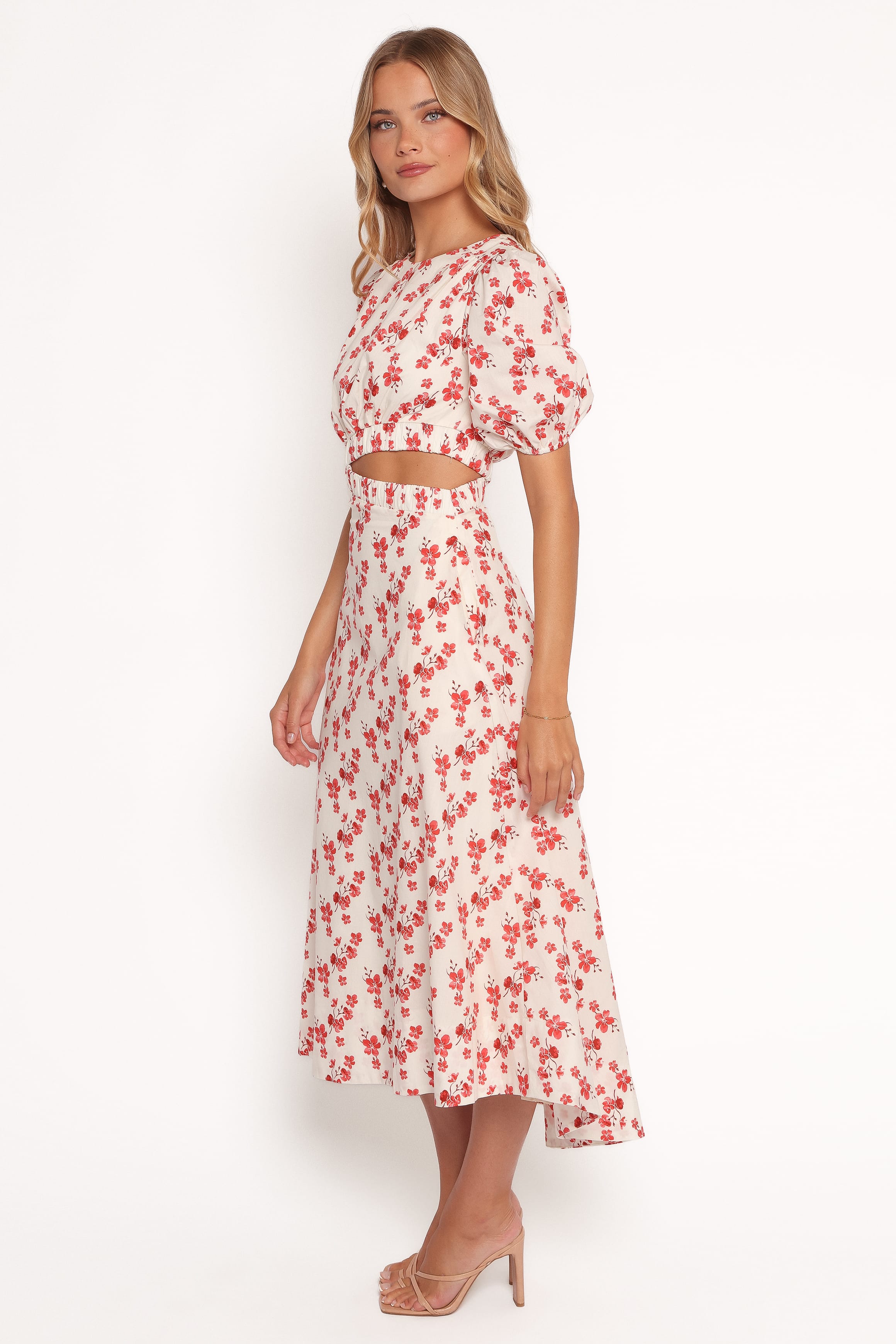 Petal and Pup USA DRESSES Aminah Puff Sleeve Dress - Red Floral (Hold for Rack)