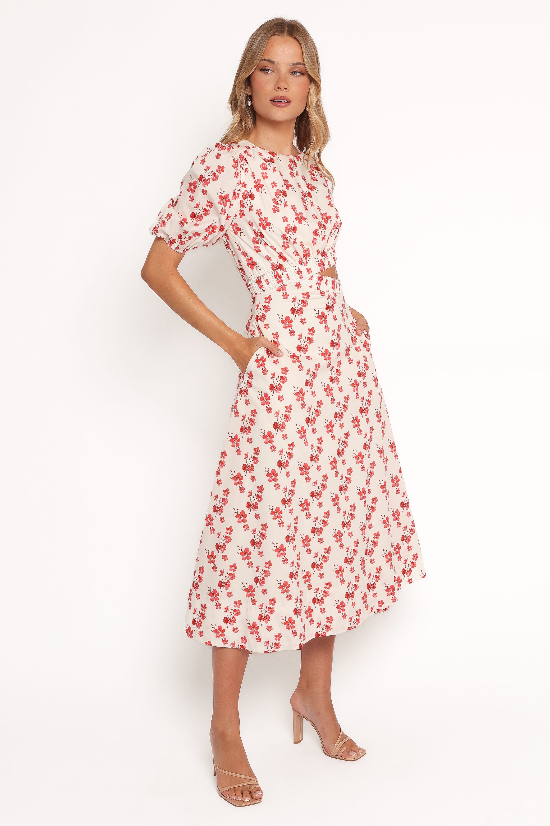 Petal and Pup USA DRESSES Aminah Puff Sleeve Dress - Red Floral (Hold for Rack)
