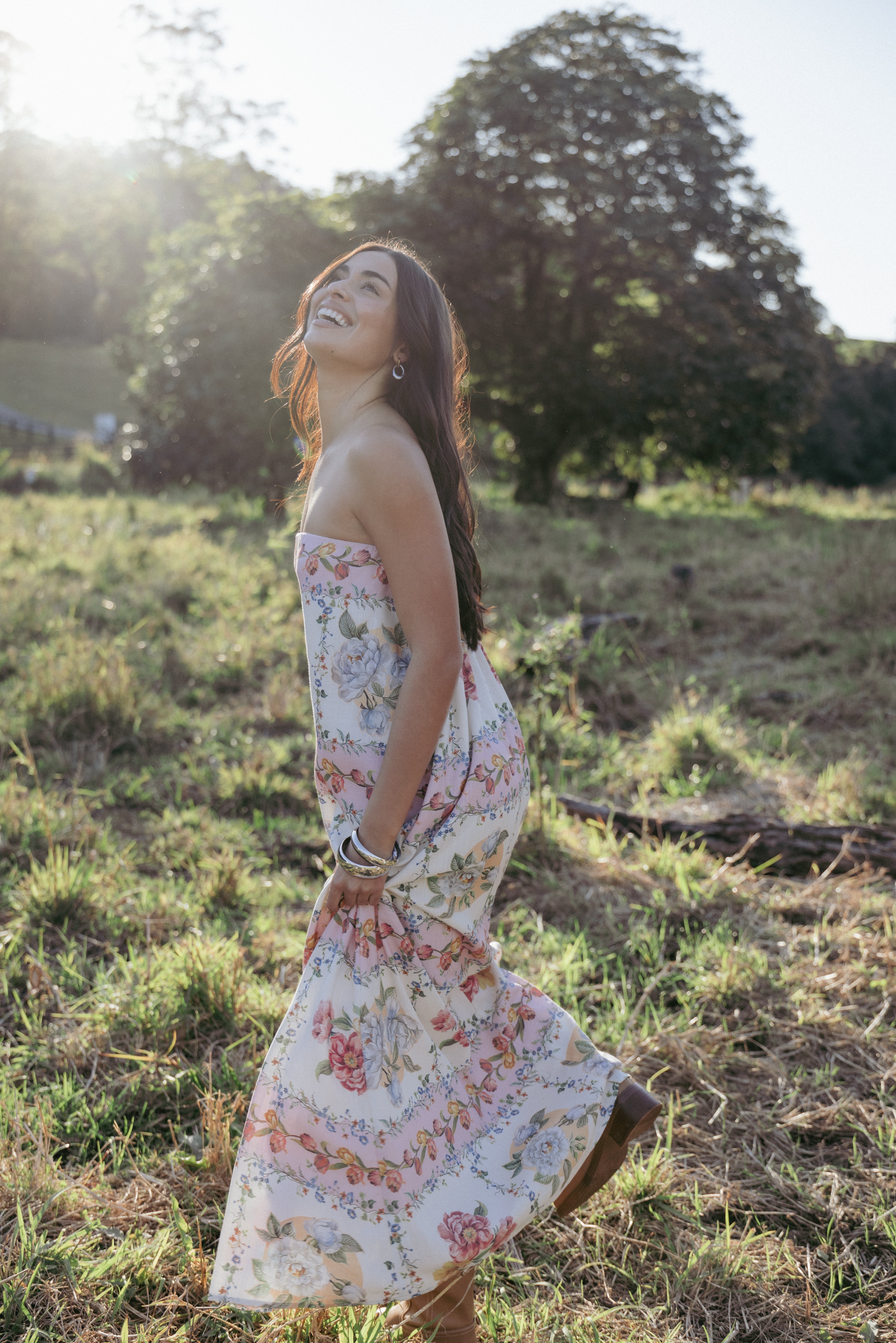 Petal and Pup USA DRESSES Amora Strapless Maxi Dress - Rose Tile