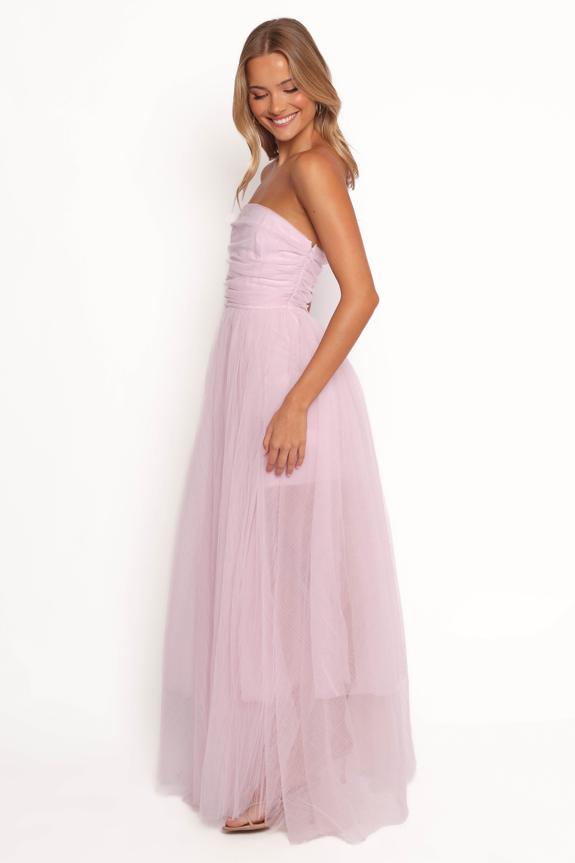 Petal and Pup USA DRESSES Anabella Strapless Maxi Dress - Pale Pink