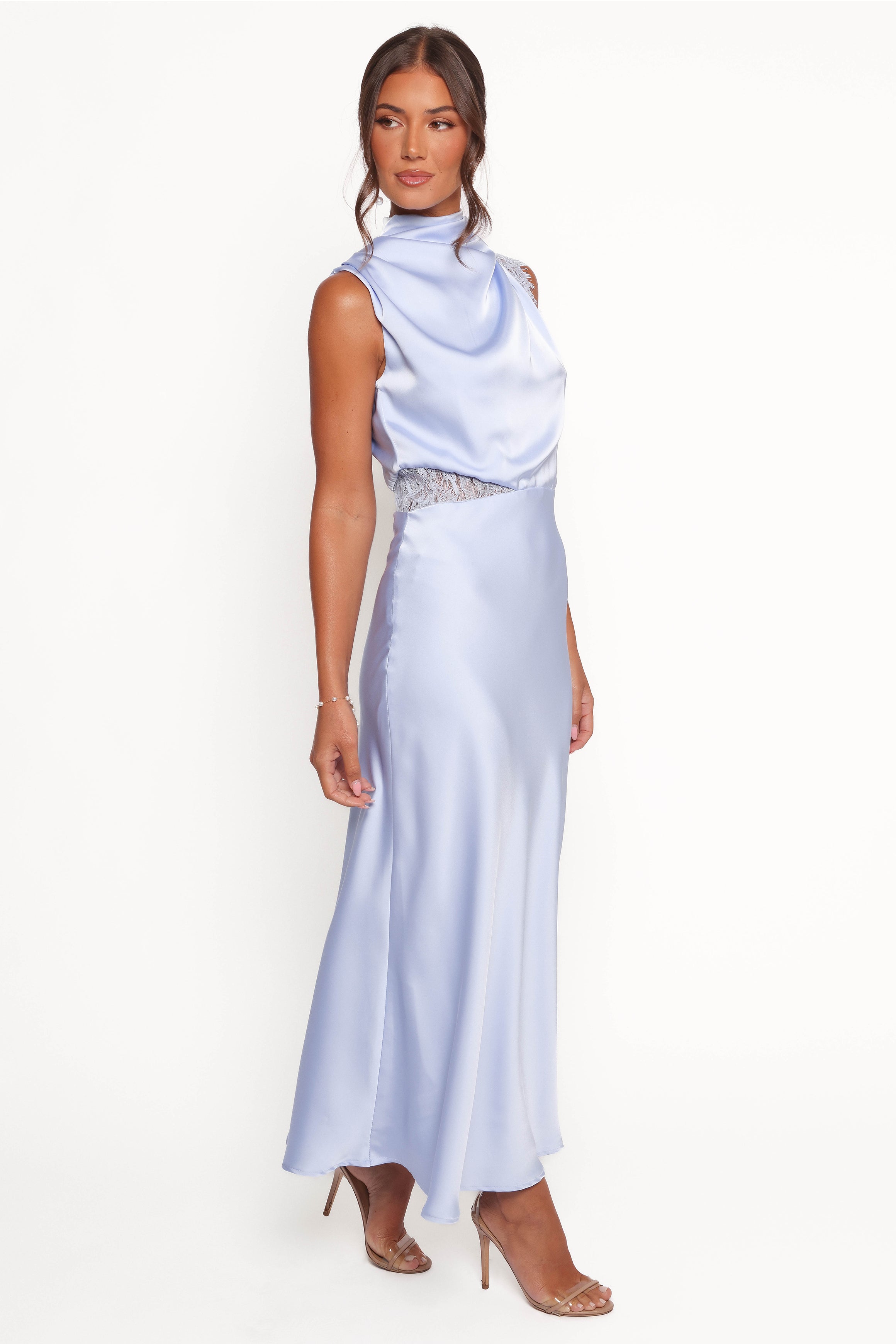 Petal and Pup USA DRESSES Anabelle Halter Neck Lace Maxi Dress - Baby Blue