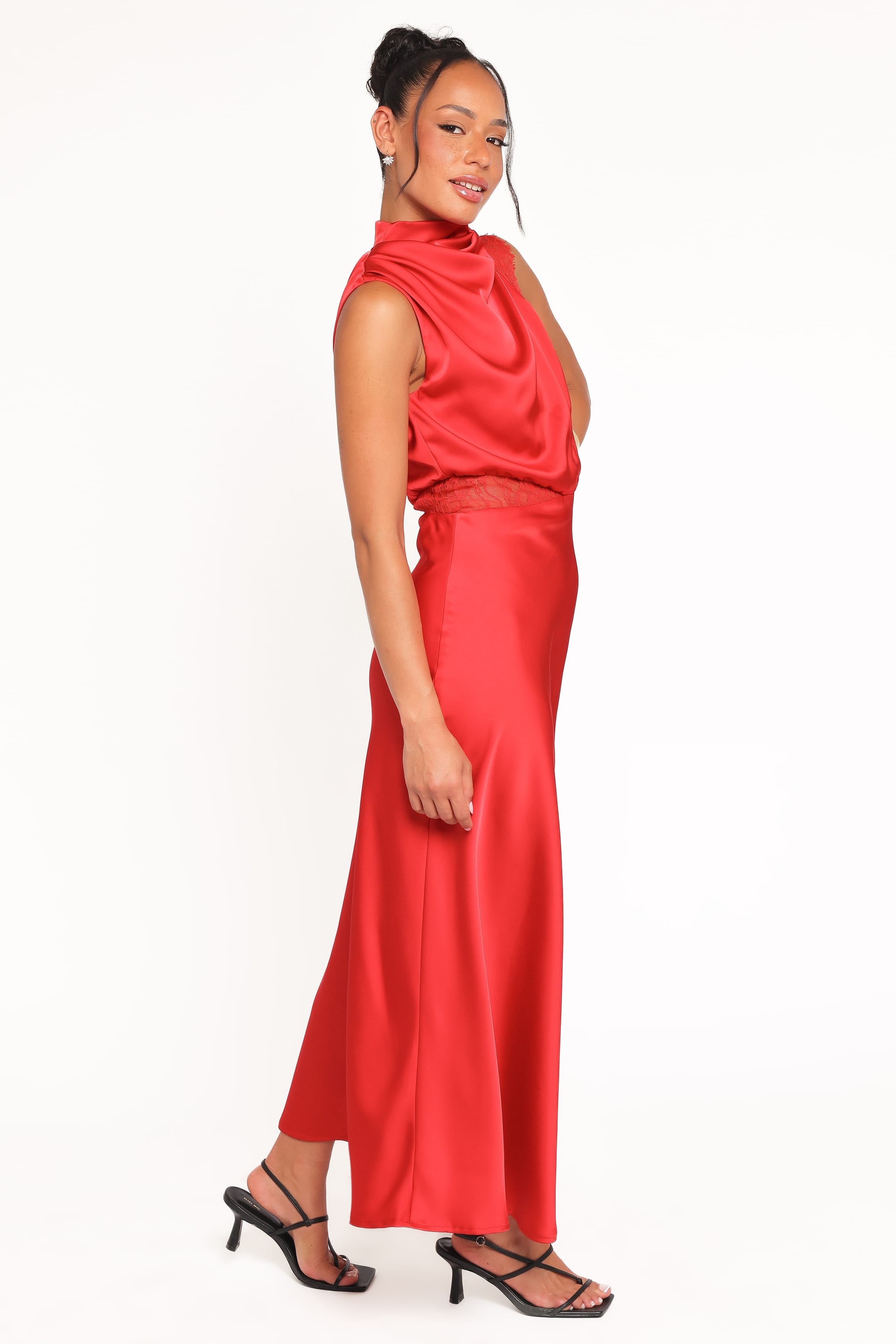 Petal and Pup USA DRESSES Anabelle Halter Neck Lace Maxi Dress - Red