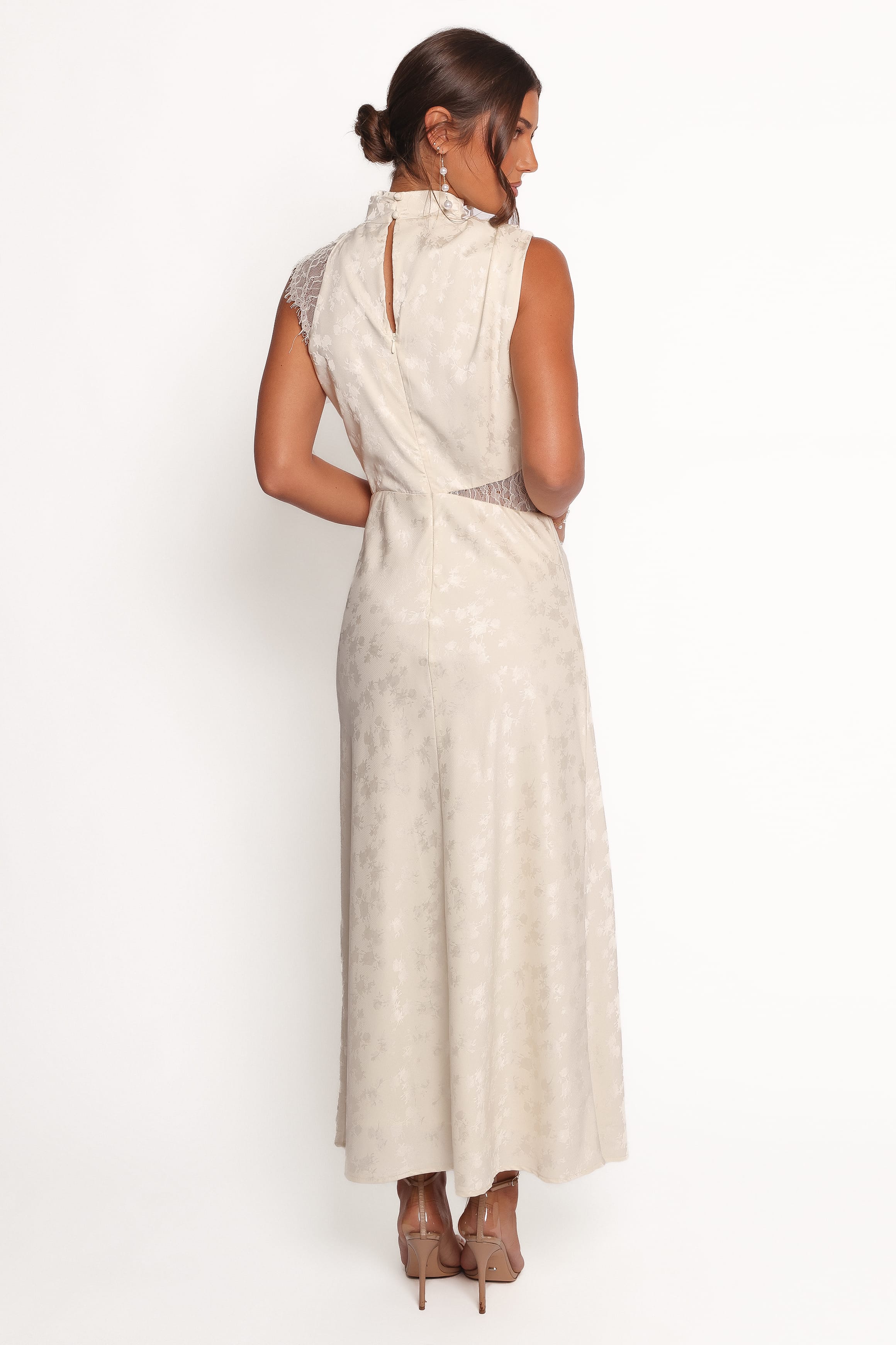 Petal and Pup USA DRESSES Anabelle Halter Neck Lace Maxi Dress - White