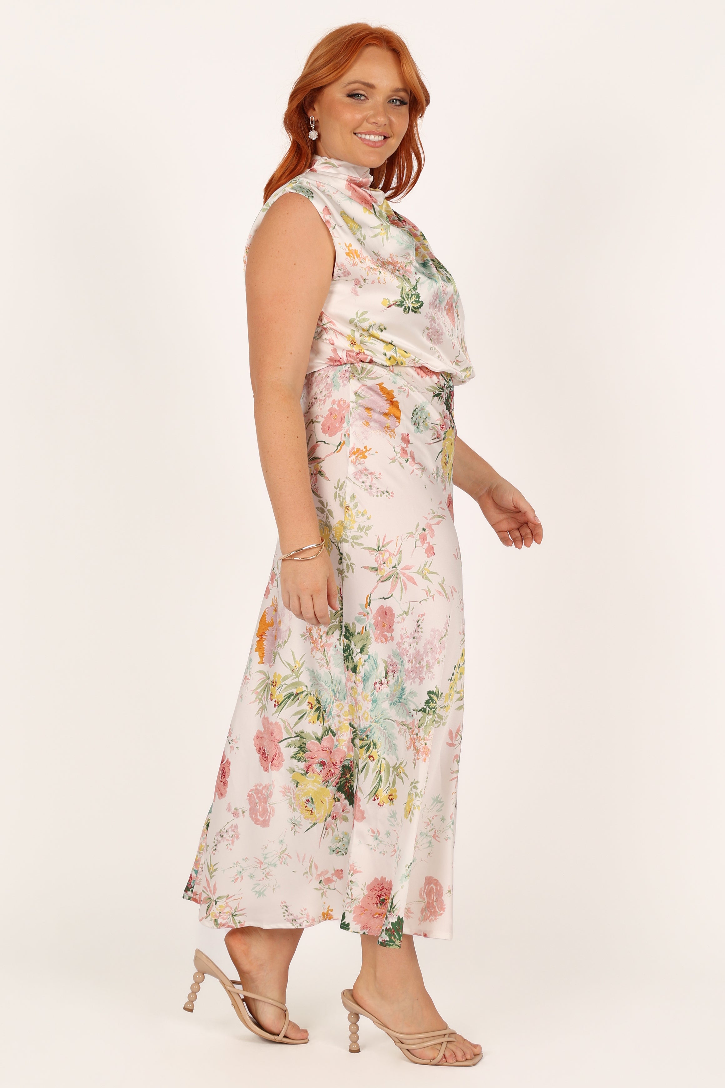 Petal and Pup USA DRESSES Anabelle Halter Neck Maxi Dress - White Floral