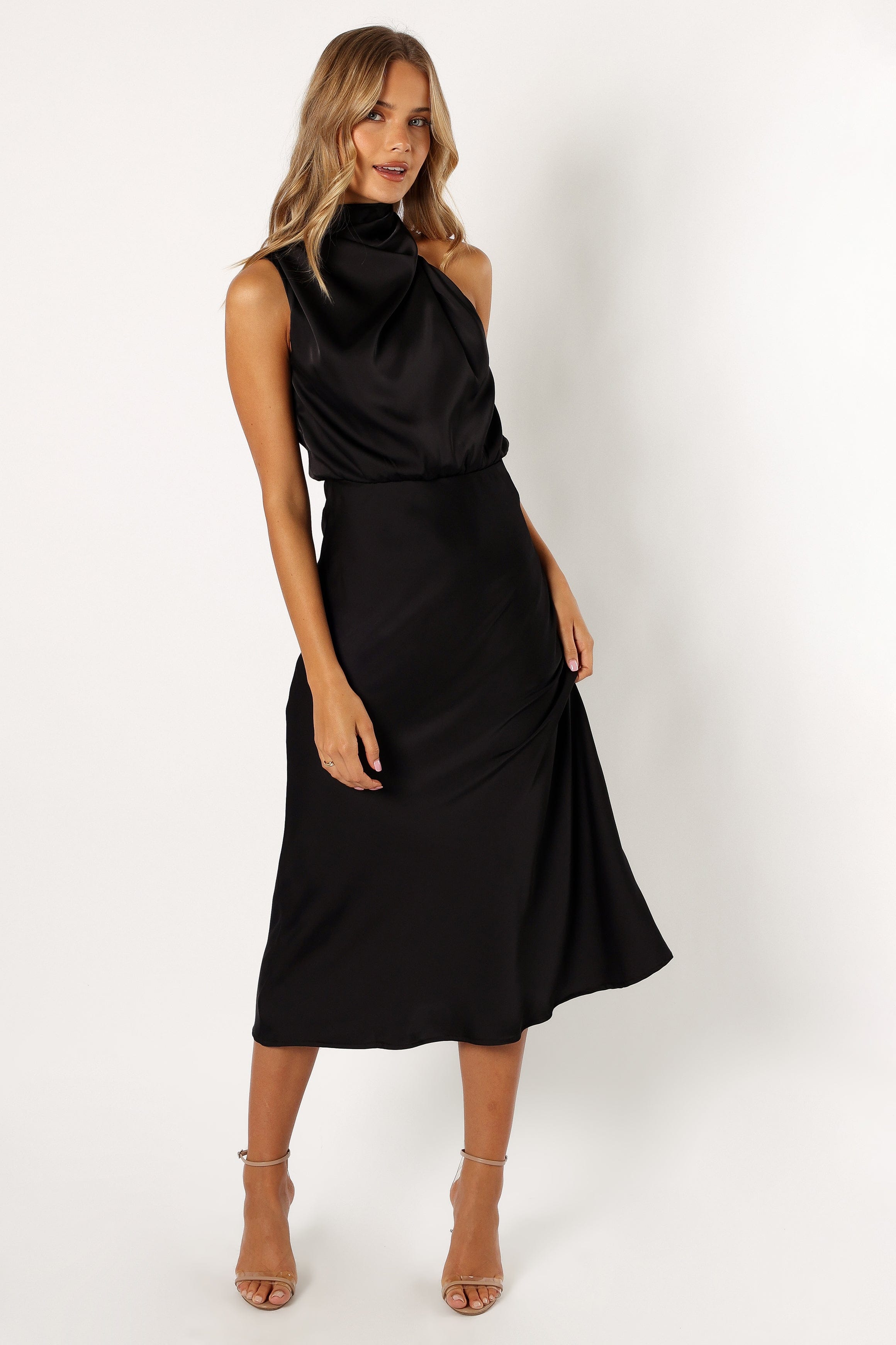 Petal and Pup USA DRESSES Anabelle Halter Neck Midi Dress - Black