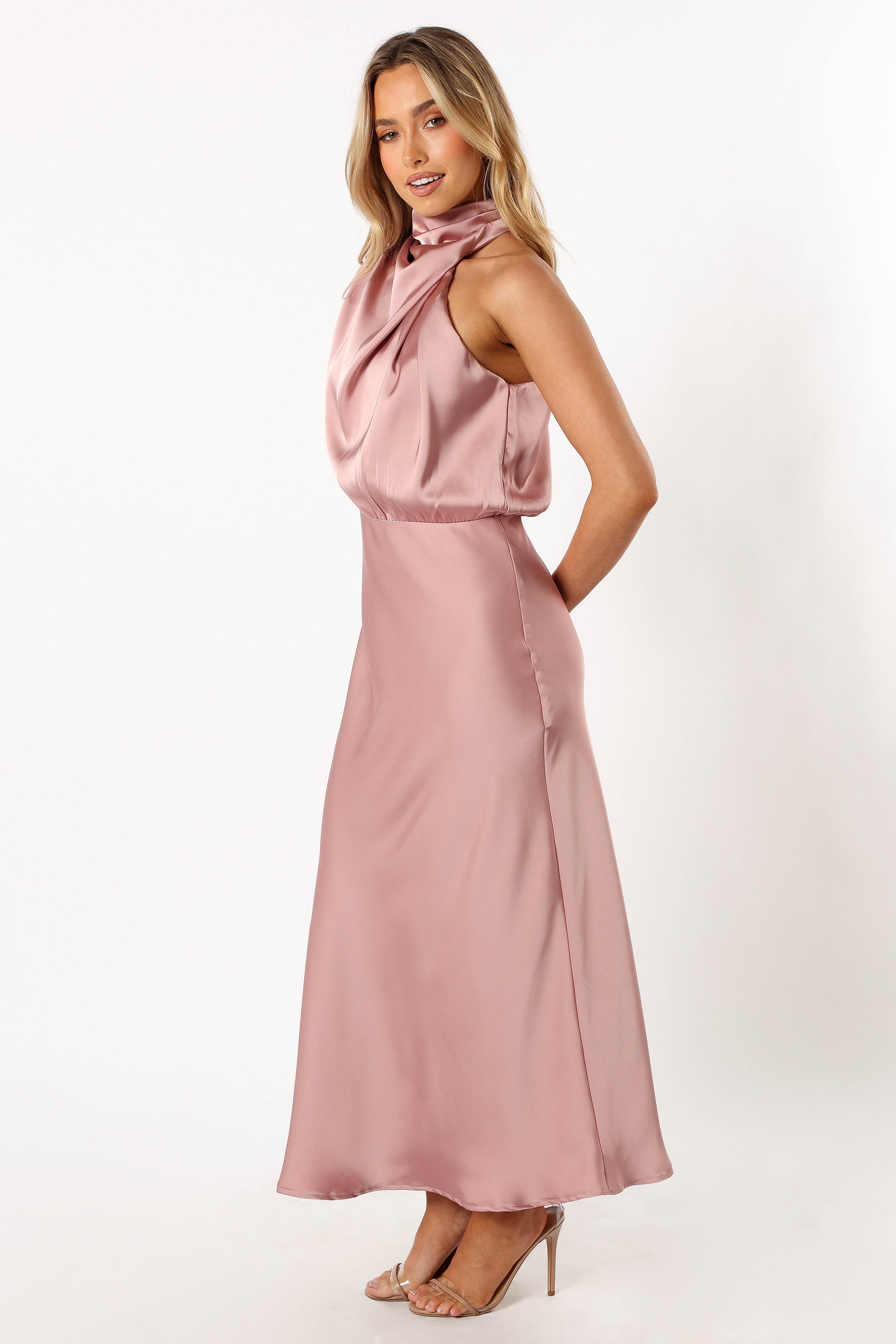 Petal and Pup USA DRESSES Anabelle Halterneck Midi Dress - Blush