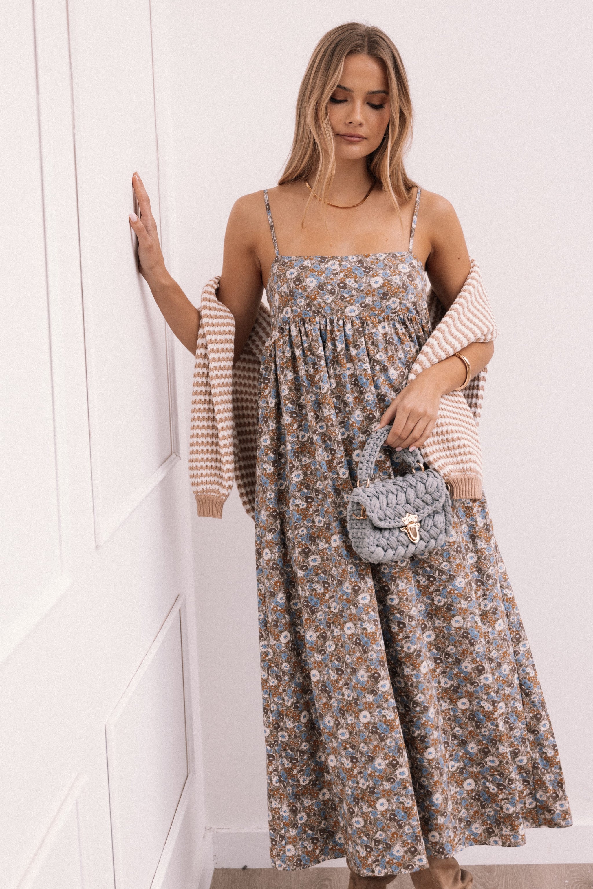 Petal and Pup Women's Andy Maxi Dress - Brown Ditsy Floral