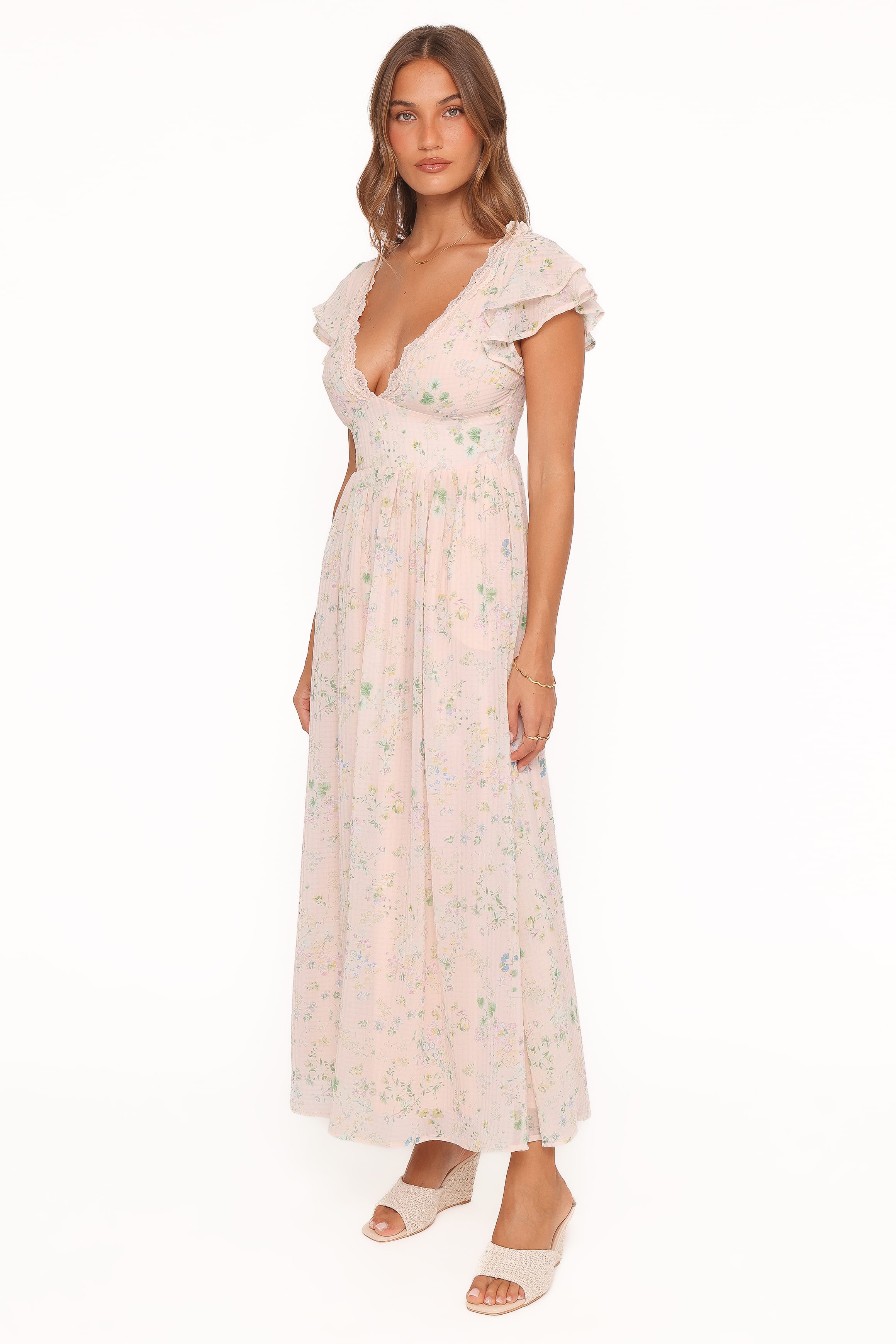 Petal and Pup USA DRESSES Angelica Midi Dress - Pastel Pink Floral