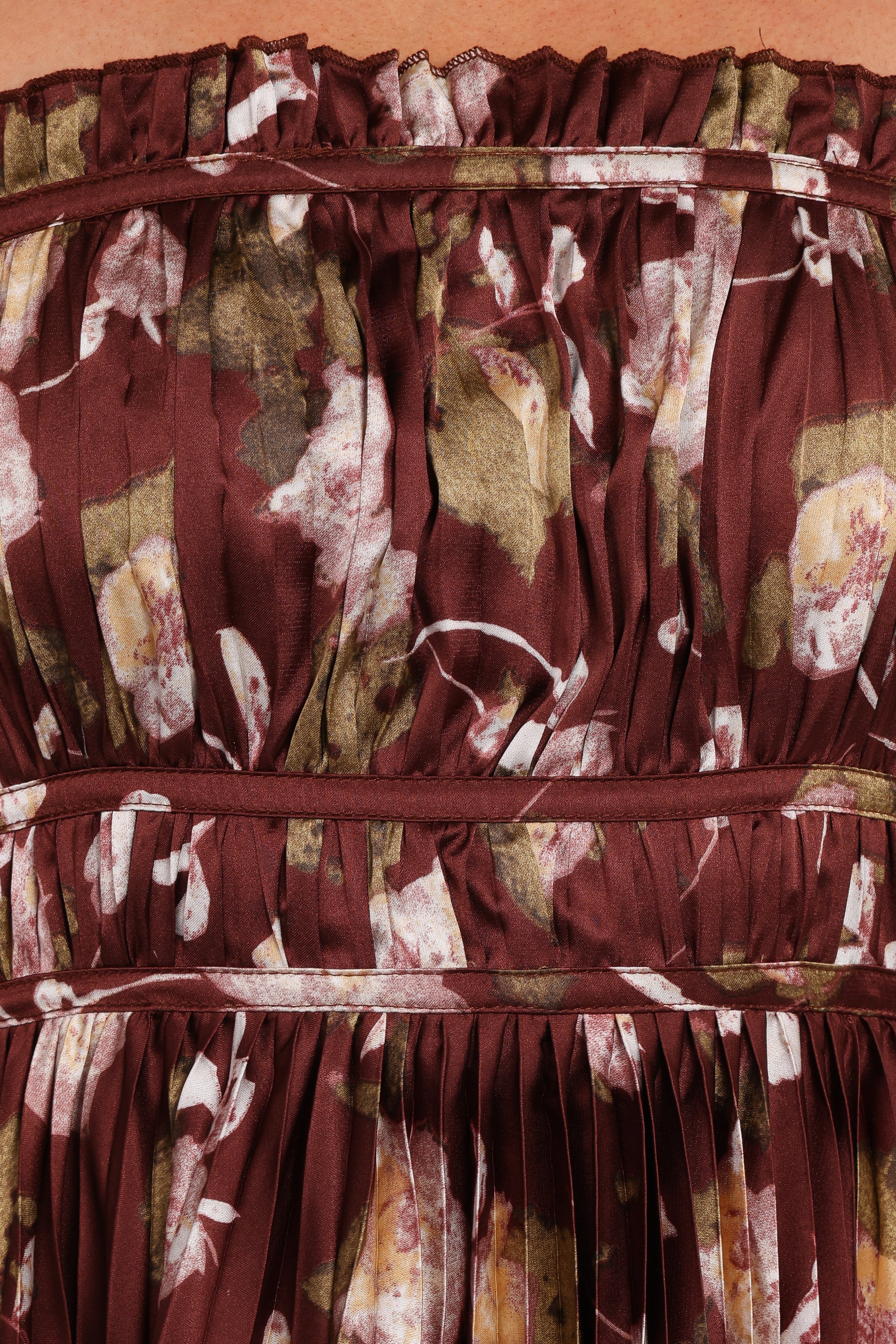 Petal and Pup USA DRESSES Angelique Strapless Maxi Dress - Brown Floral