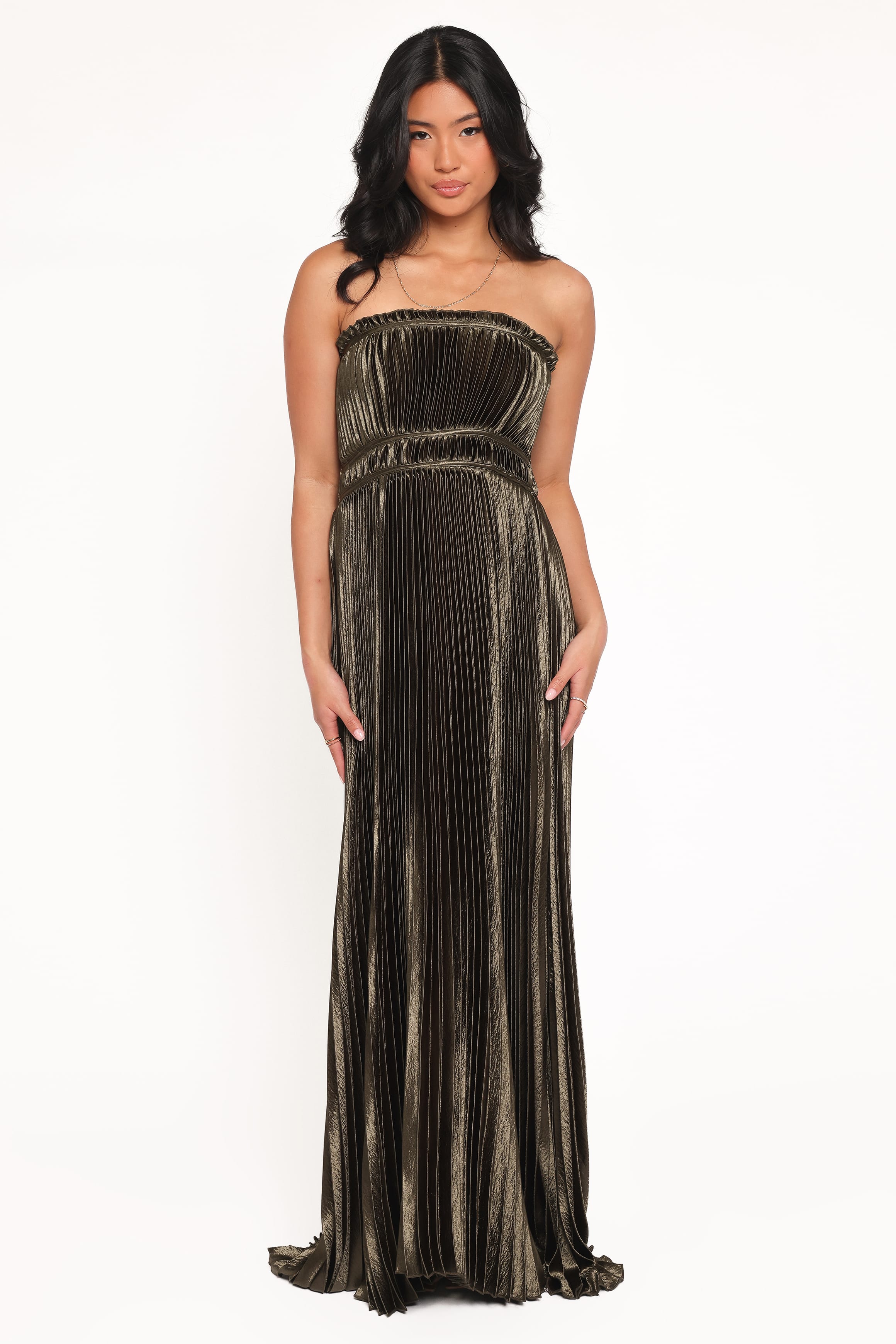 Petal and Pup USA DRESSES Angelique Strapless Maxi Dress - Olive