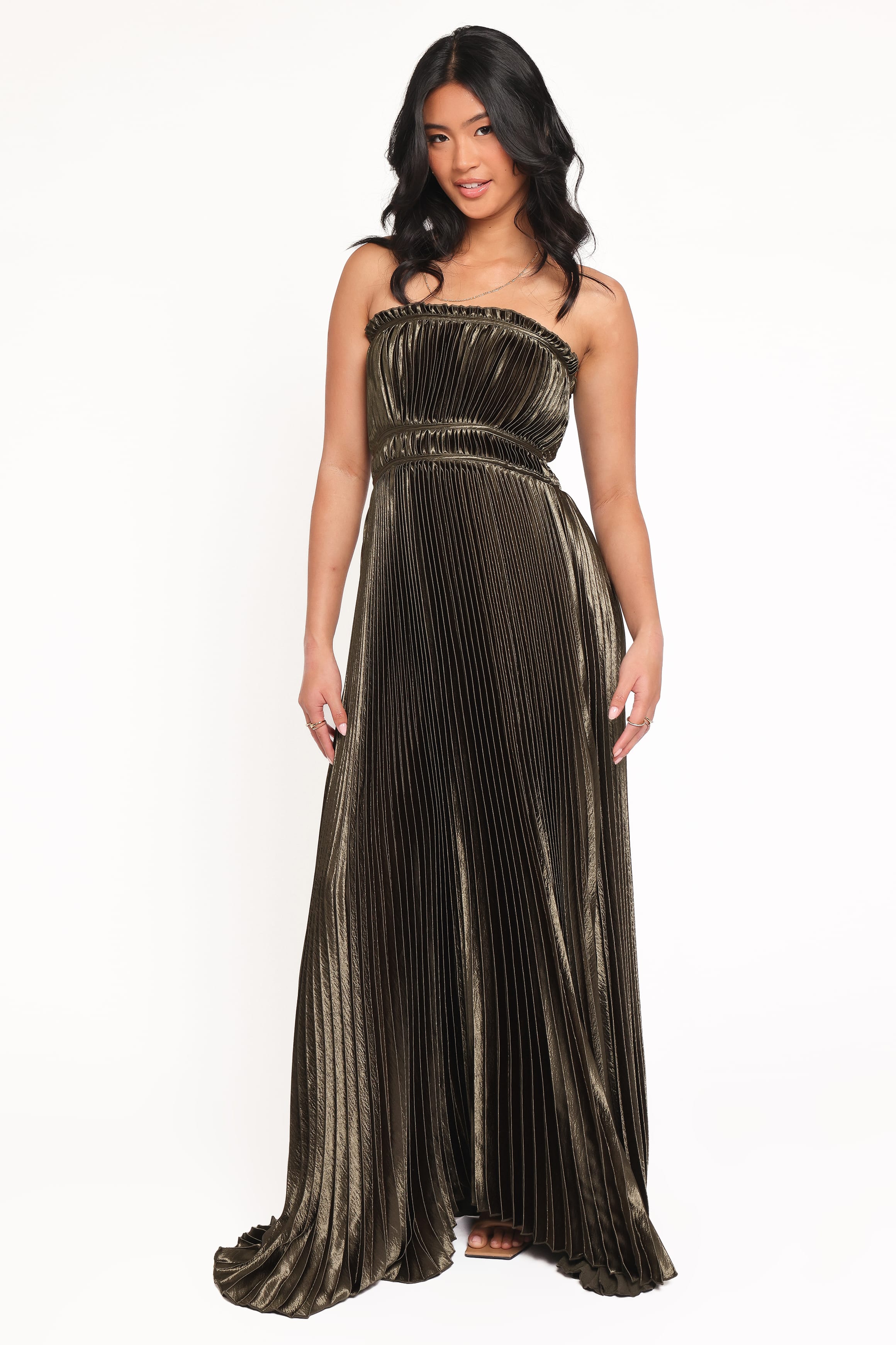 Petal and Pup USA DRESSES Angelique Strapless Maxi Dress - Olive