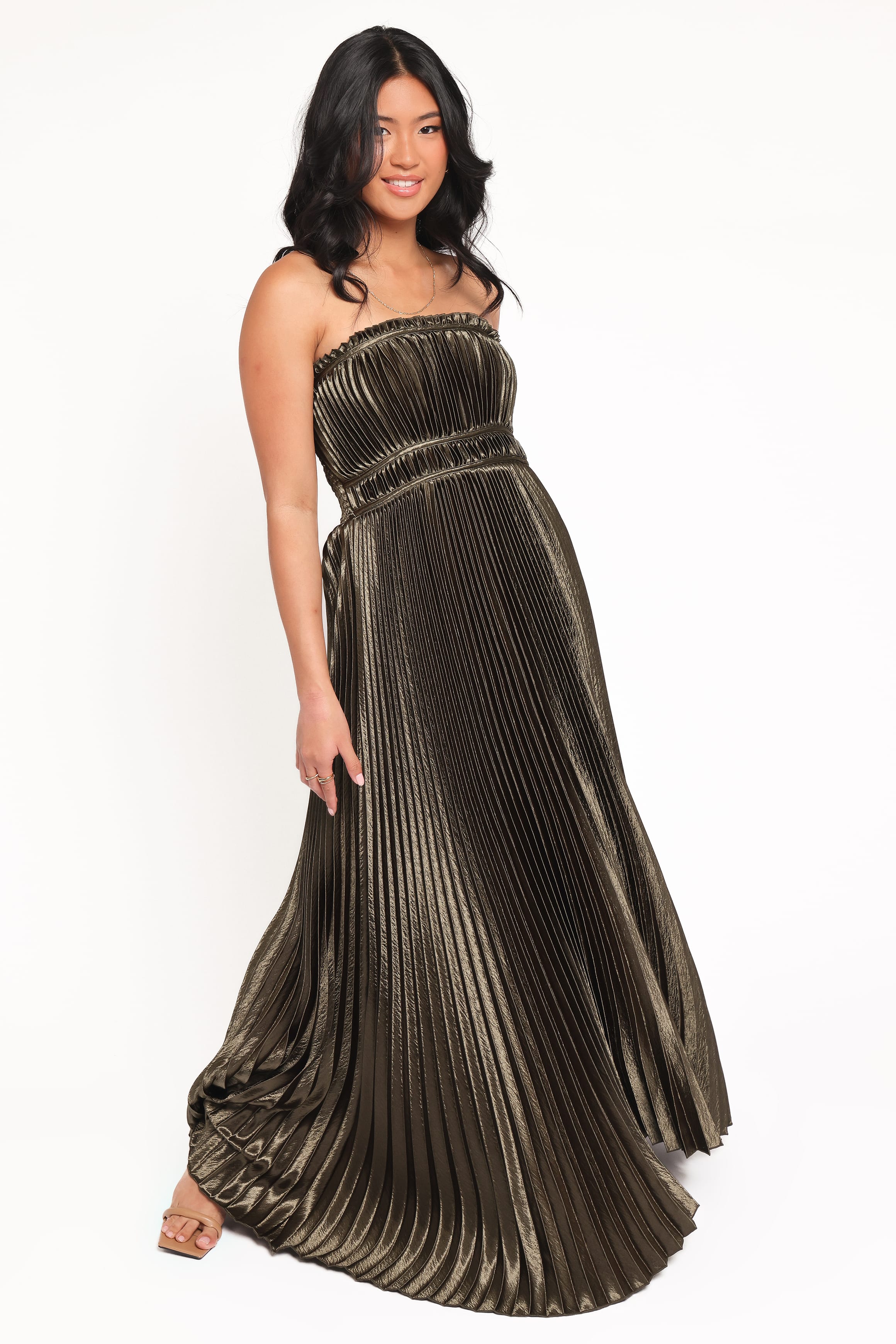Petal and Pup USA DRESSES Angelique Strapless Maxi Dress - Olive