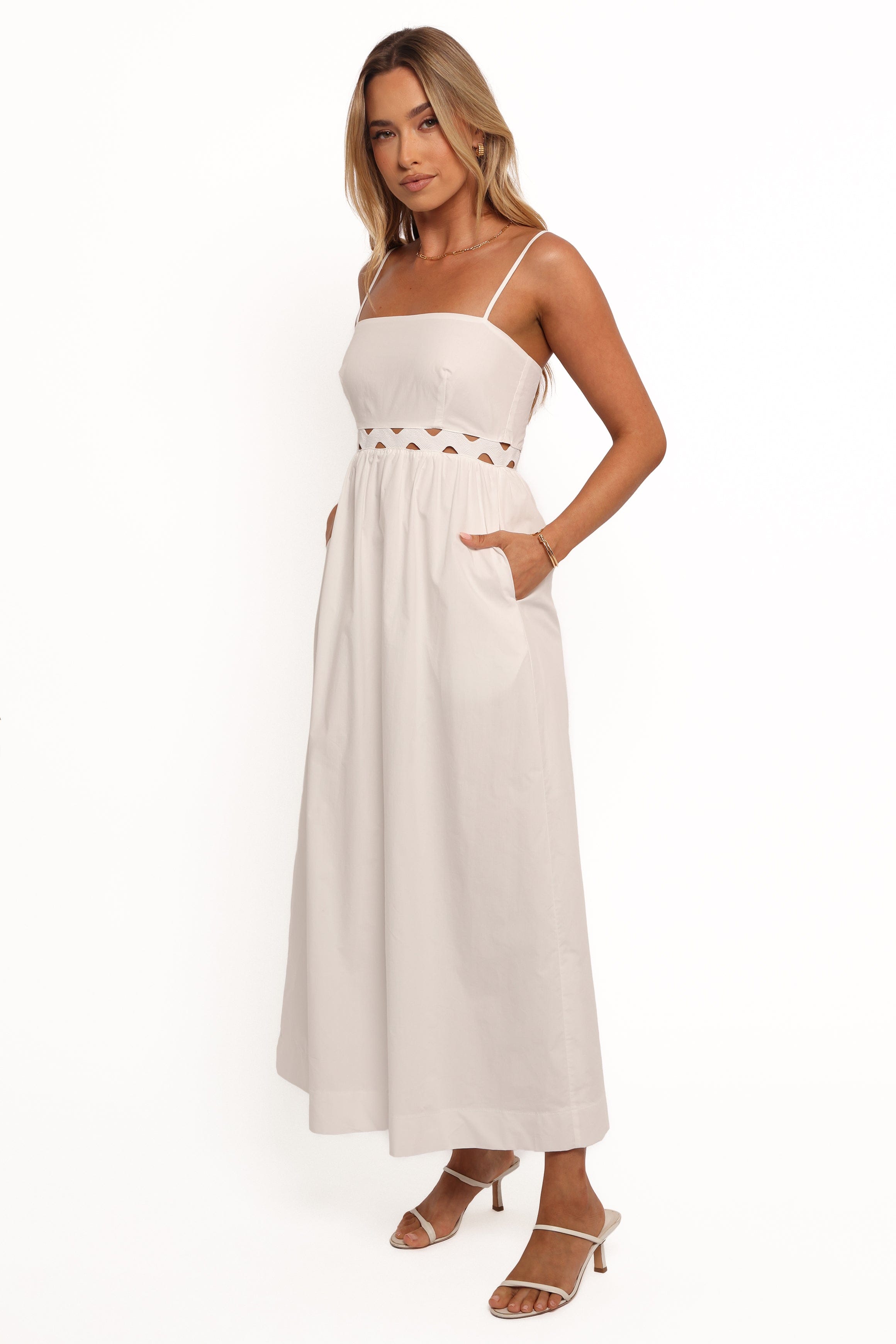Petal and Pup USA DRESSES Angelus Midi Dress - White (Hold for Rack)