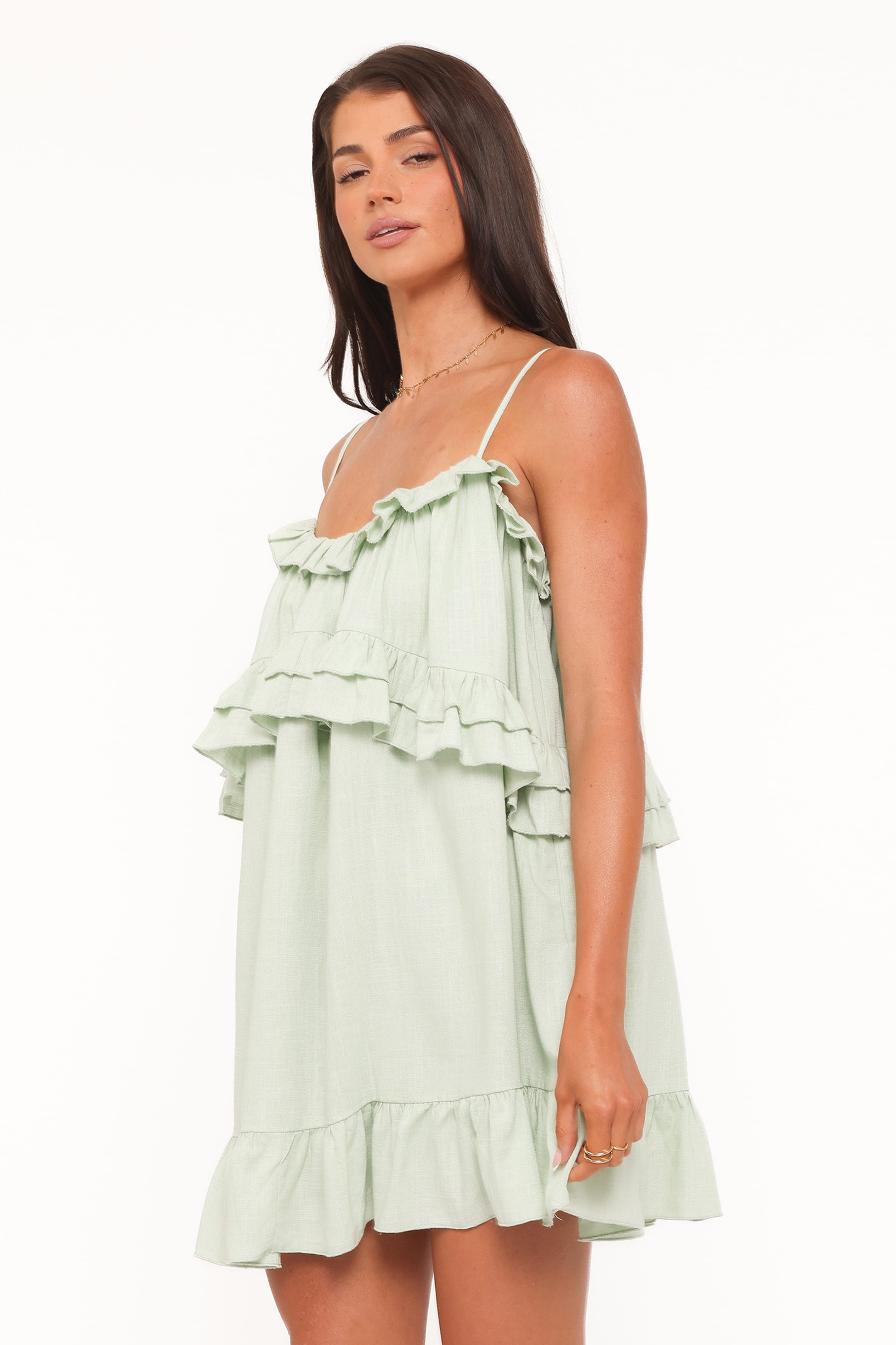 Petal and Pup USA DRESSES Angie Ruffle Mini Dress - Jade