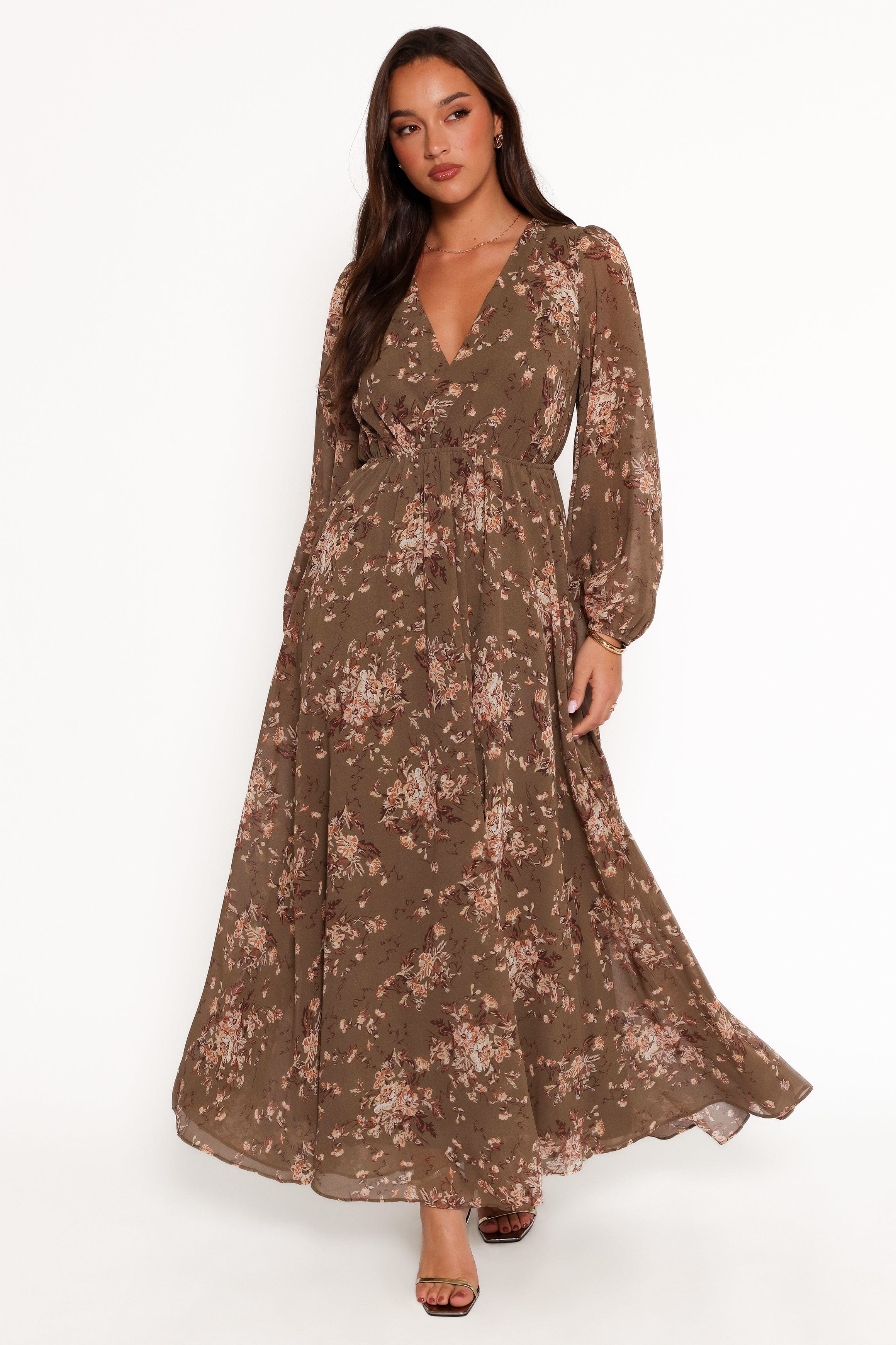 Petal and Pup USA DRESSES Anisa Maxi Dress - Olive Floral