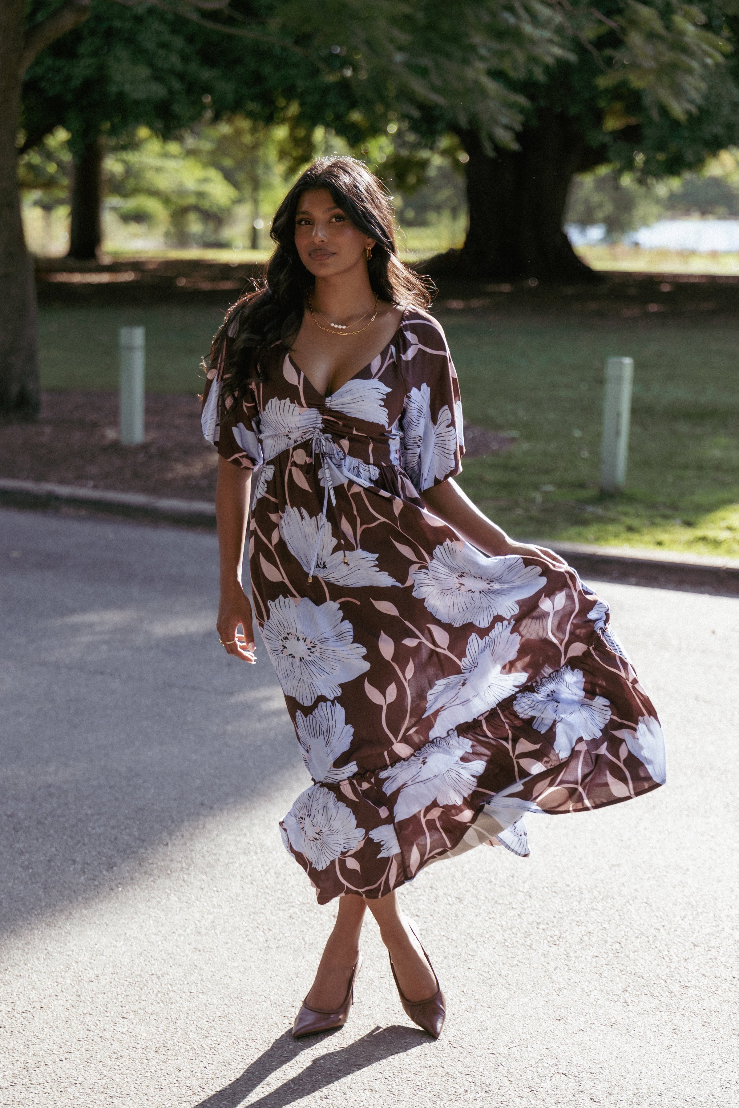 Petal and Pup USA DRESSES Annabella Maxi Dress - Blue Poppies