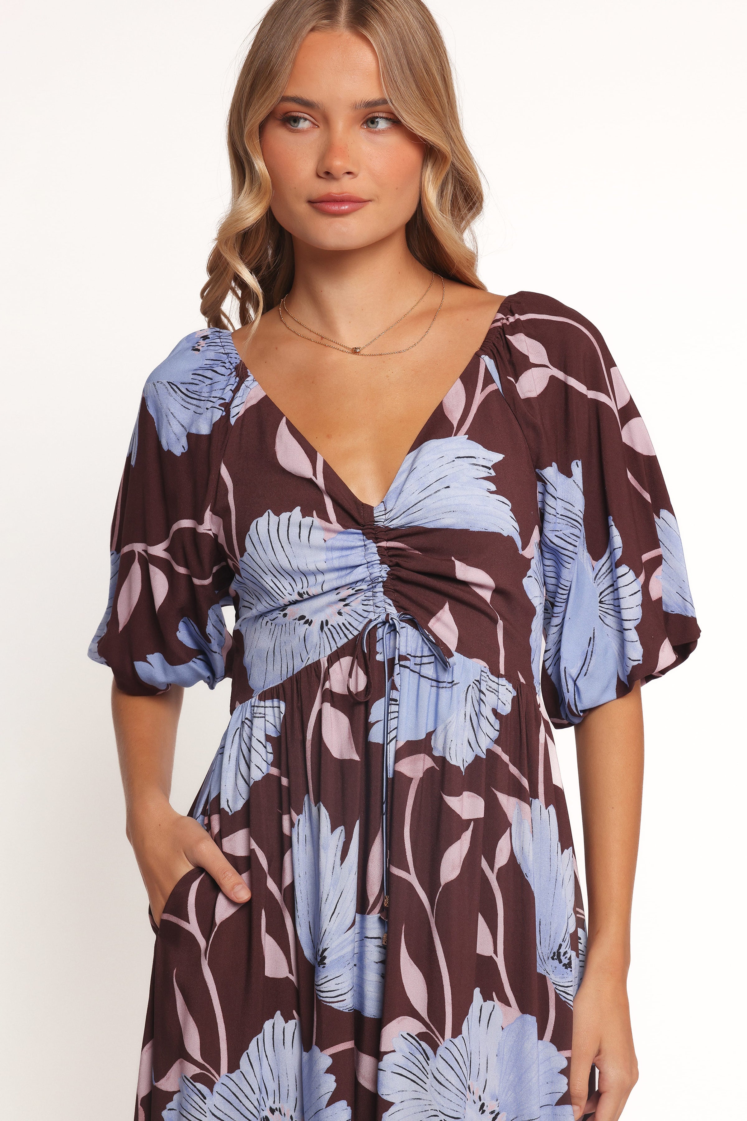 Petal and Pup USA DRESSES Annabella Maxi Dress - Blue Poppies