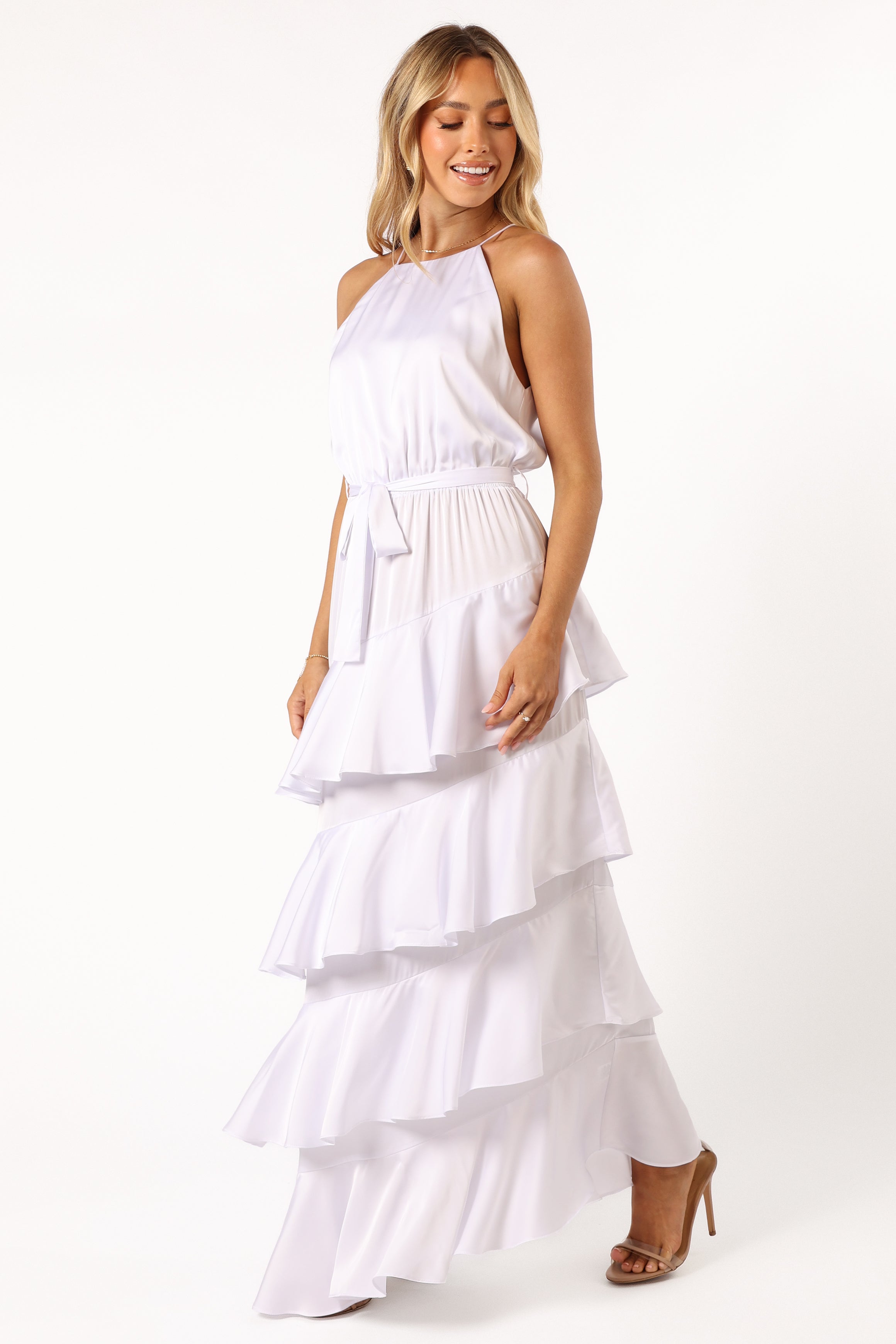 Petal and Pup USA DRESSES Annalise Tiered Maxi Dress - White