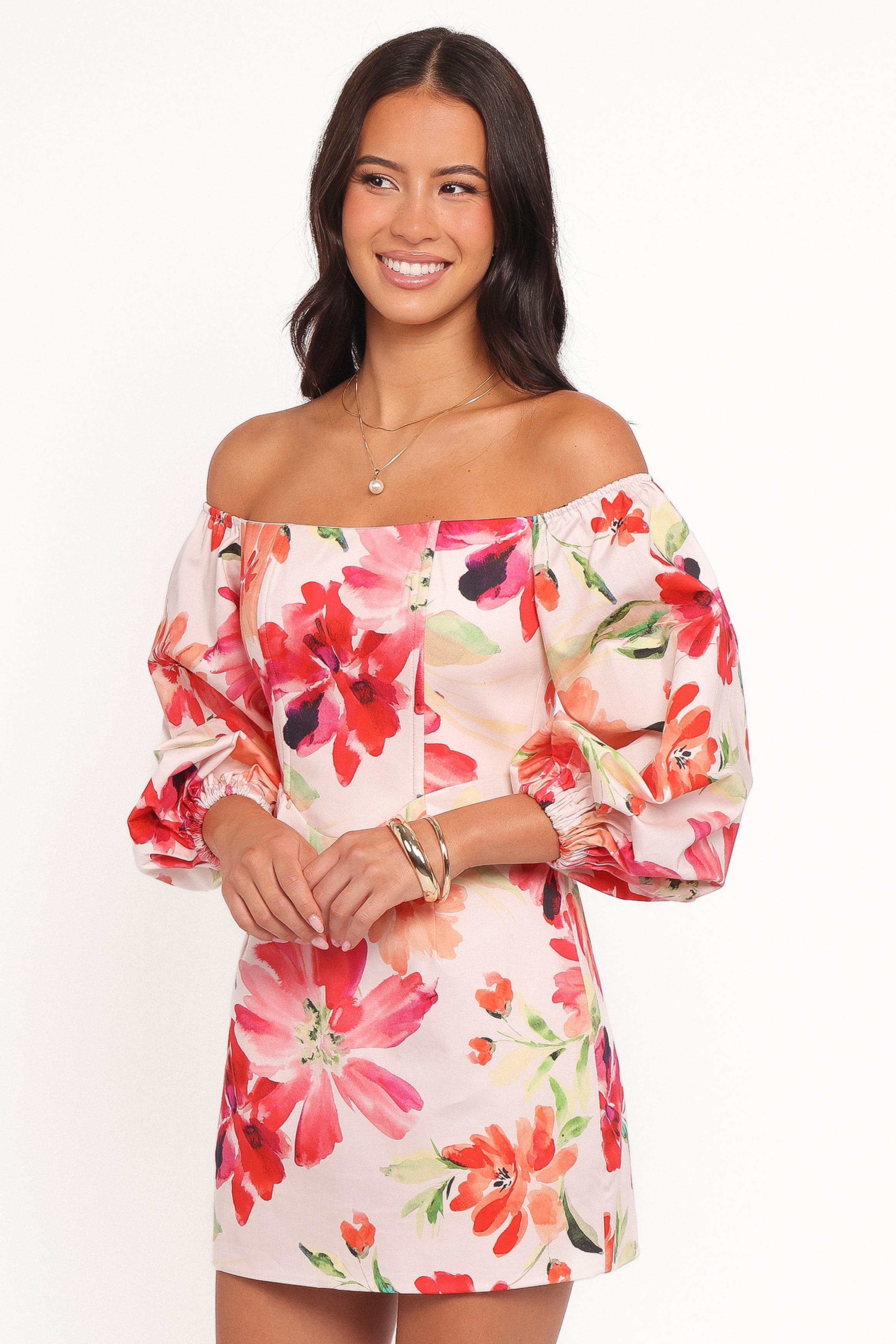 Petal and Pup USA DRESSES Annette Mini Dress - Orange Floral