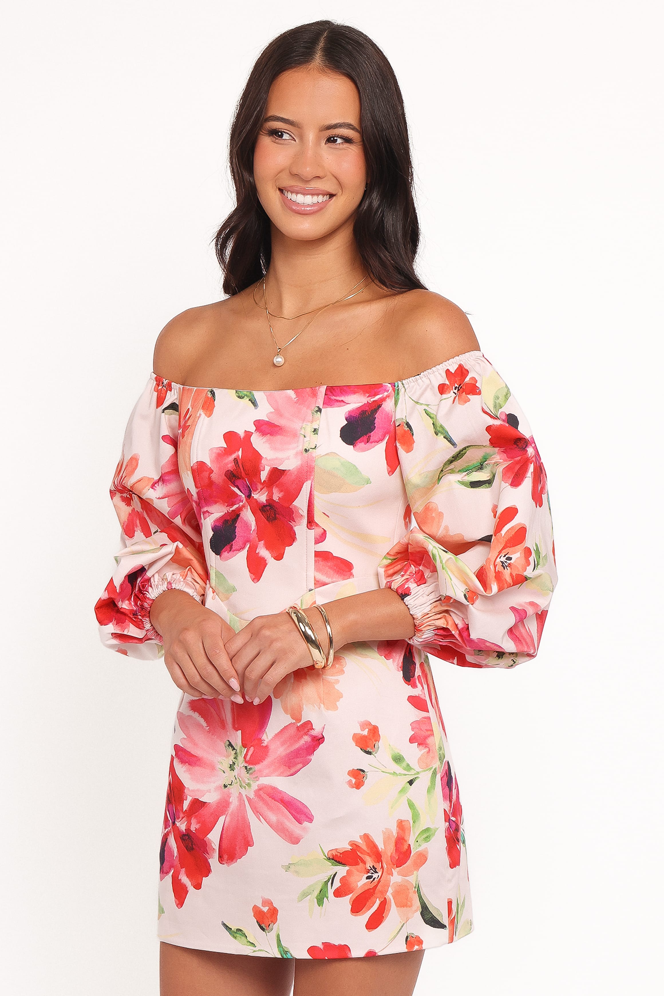 Petal and Pup USA DRESSES Annette Mini Dress - Orange Floral
