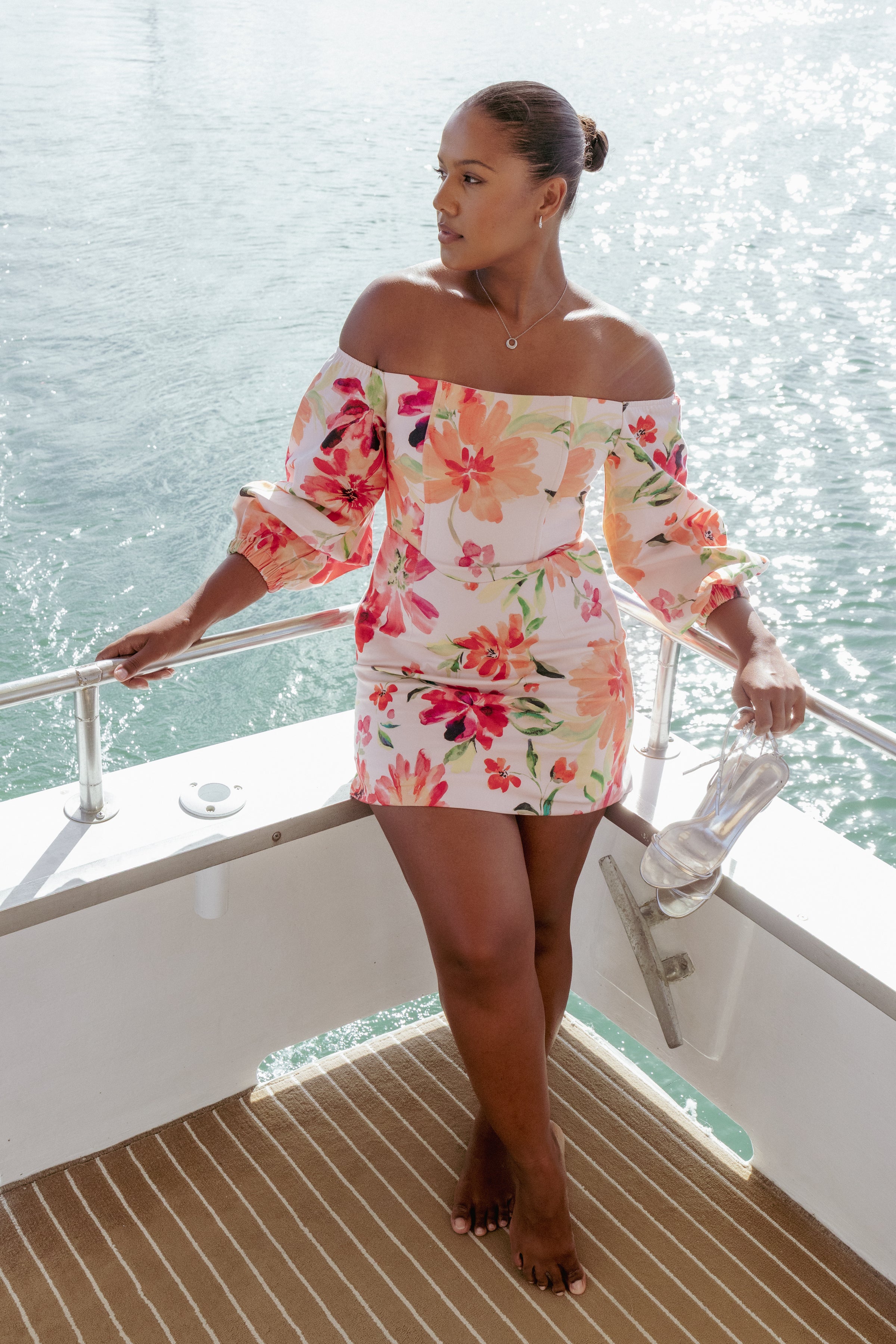 Petal and Pup USA DRESSES Annette Mini Dress - Orange Floral