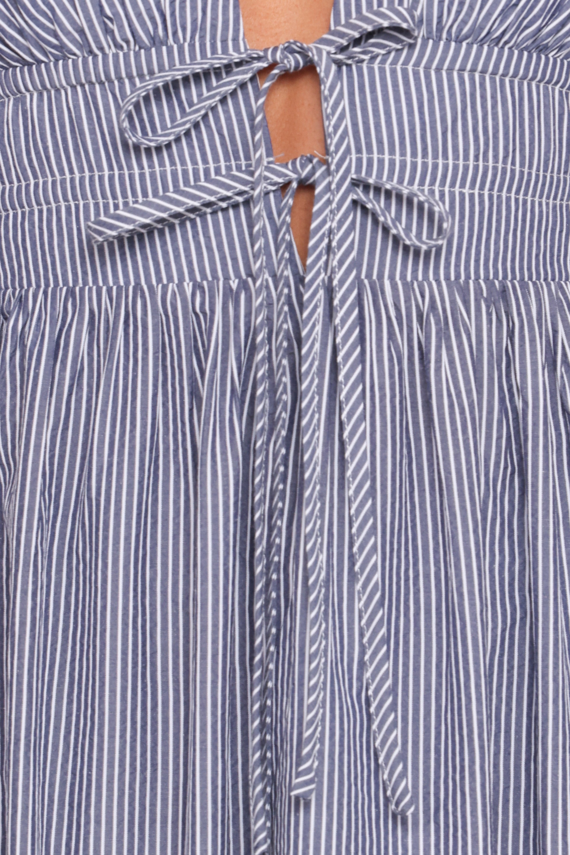 Petal and Pup USA DRESSES Annora Midi Dress - Navy Pinstripe