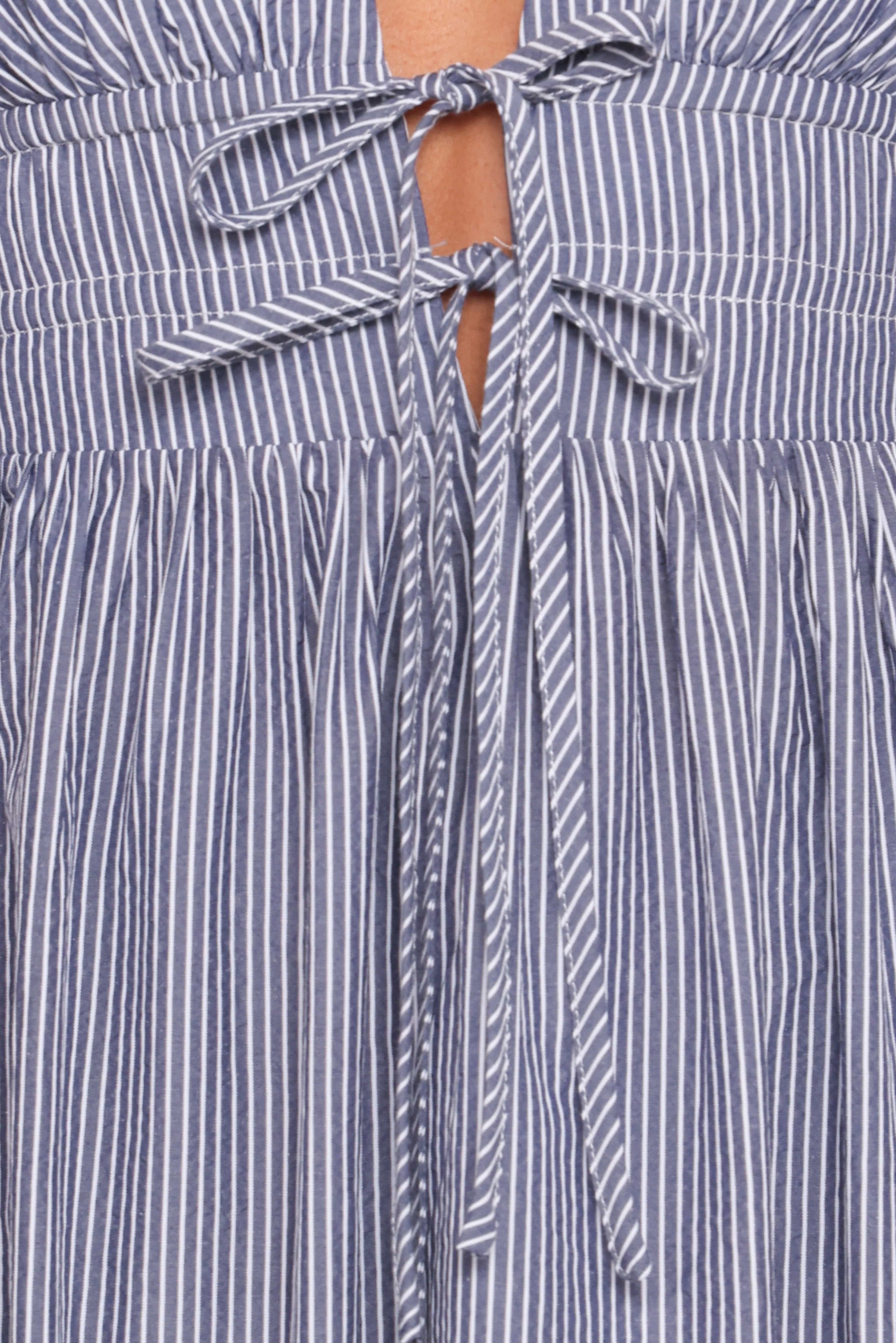 Petal and Pup USA DRESSES Annora Midi Dress - Navy Pinstripe