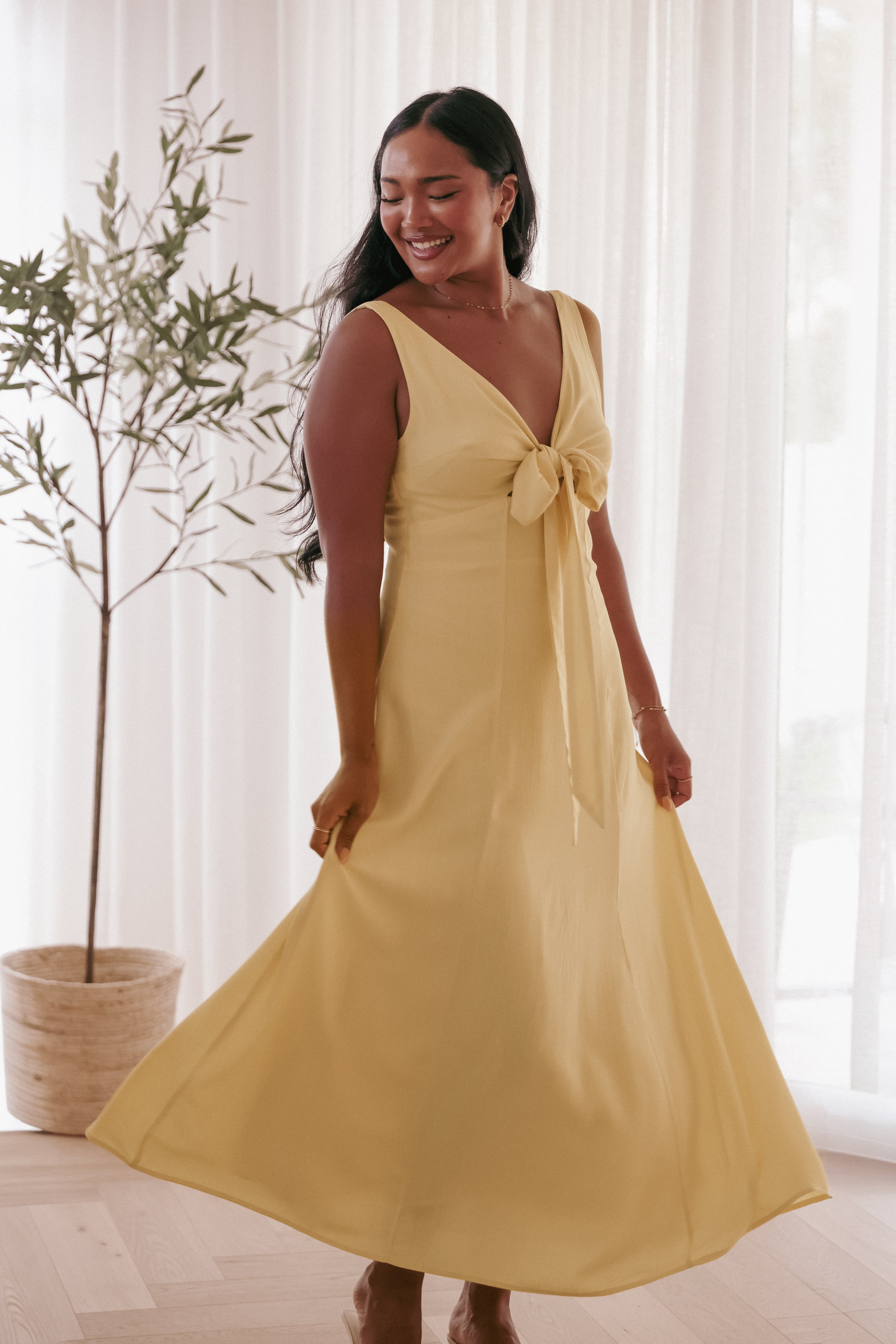 Petal and Pup USA DRESSES Archer Midi Dress - Butter Yellow