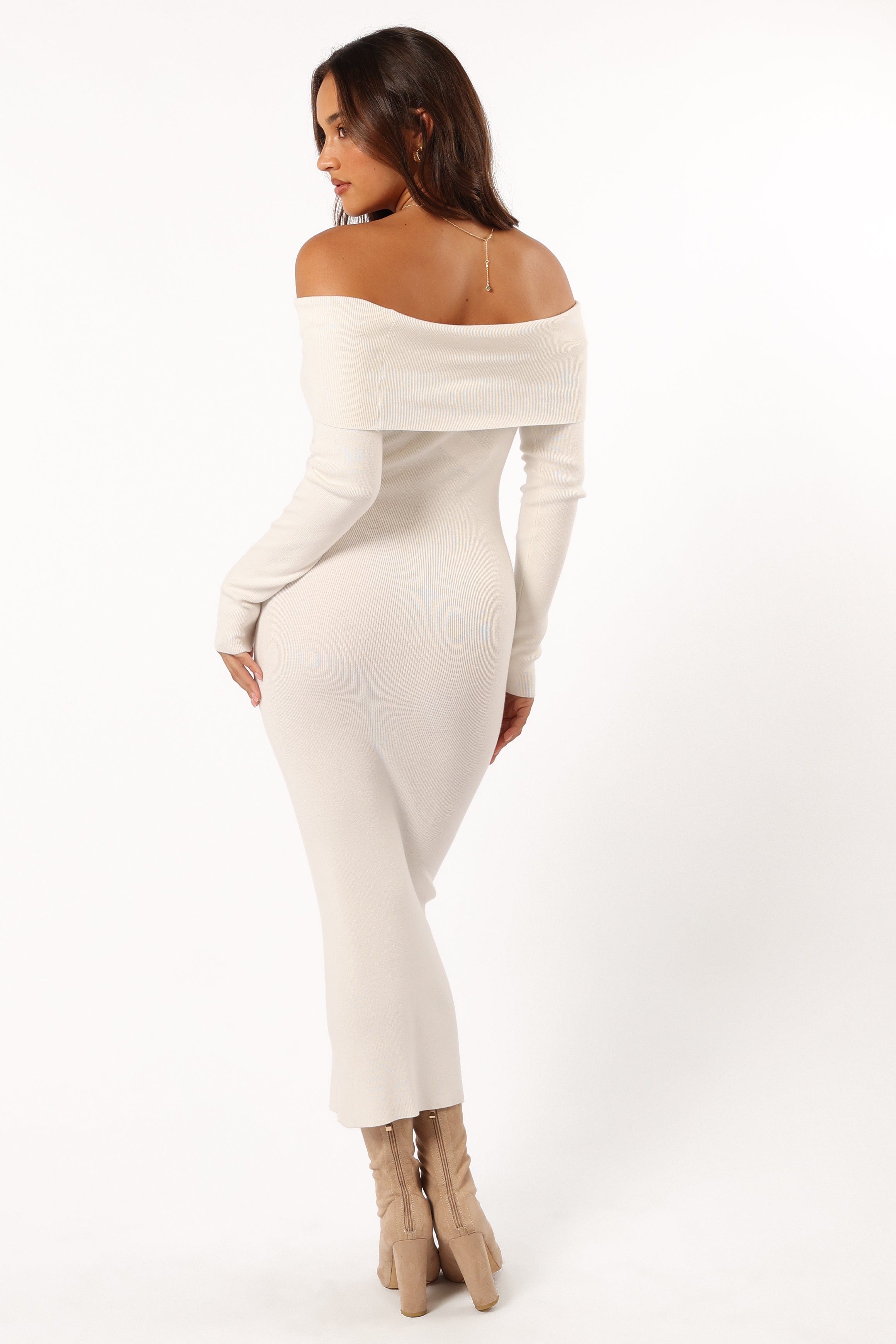 Petal and Pup USA DRESSES Archie Off the Shoulder Midi Dress - White