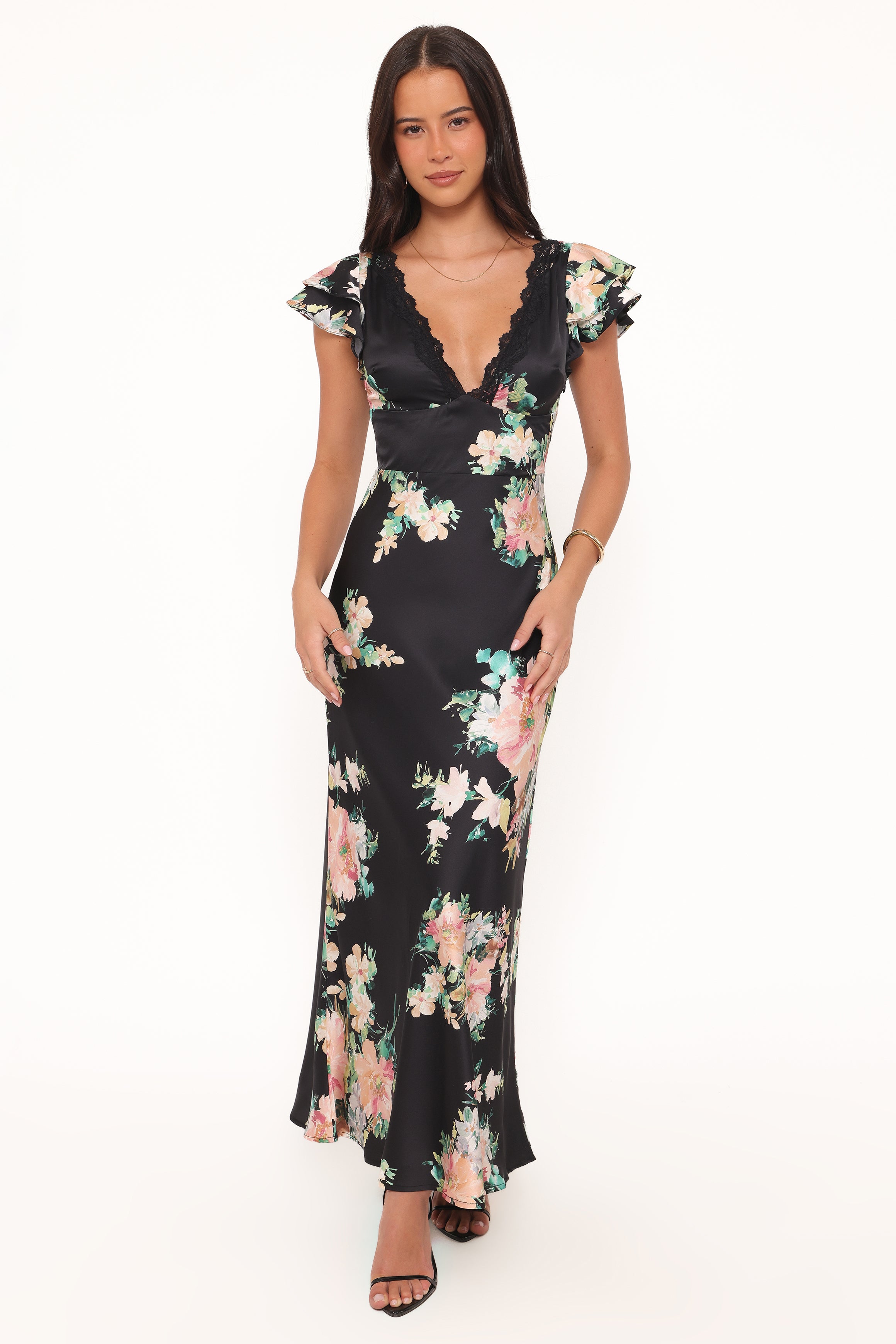 Petal and Pup USA DRESSES Arella Maxi Dress - Black Floral