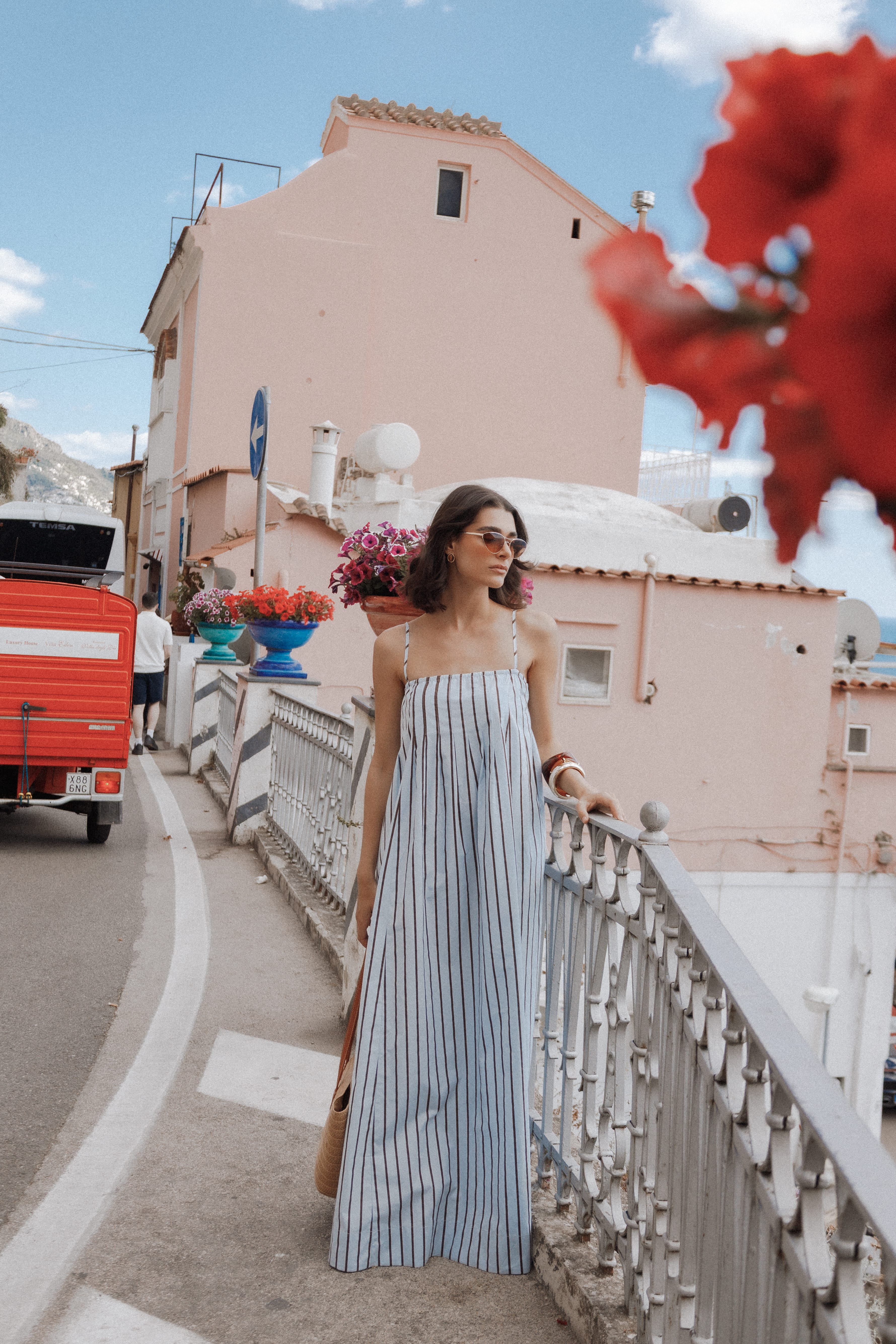 Petal and Pup USA DRESSES Arletta Maxi Dress - Blue/Brown Stripe
