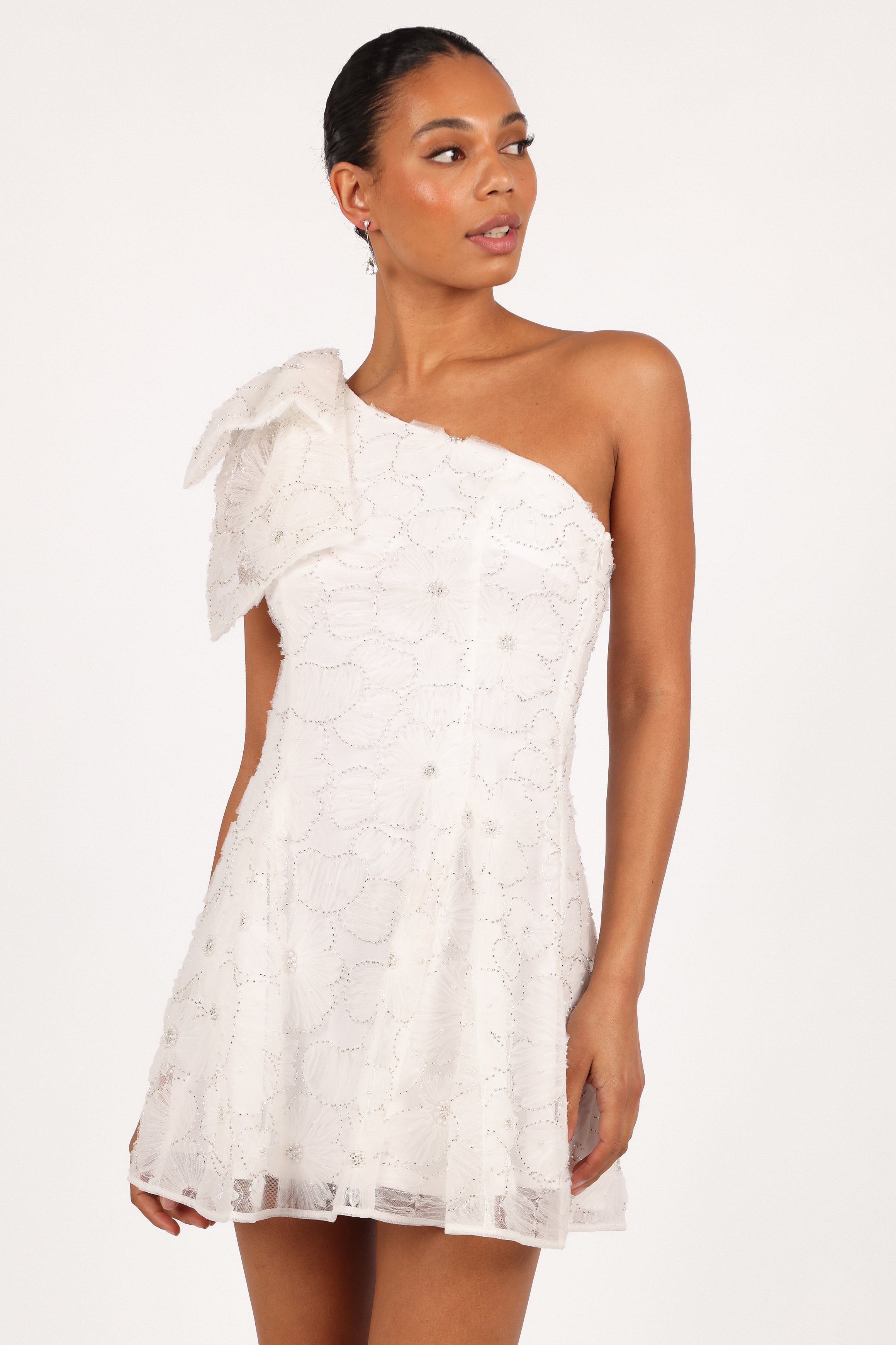 Petal and Pup USA DRESSES Ashly Off Shoulder Mini Dress - White