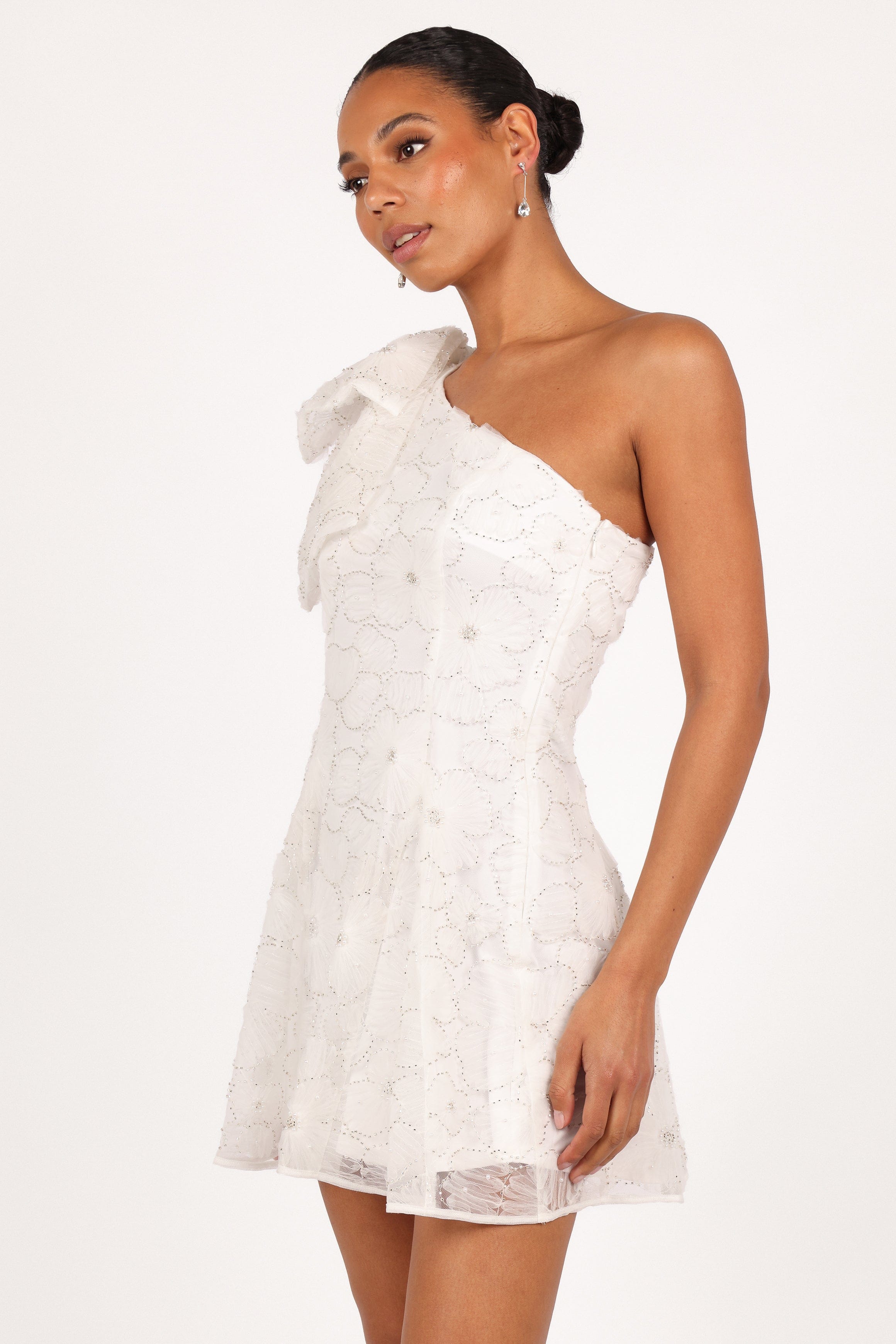 Petal and Pup USA DRESSES Ashly Off Shoulder Mini Dress - White