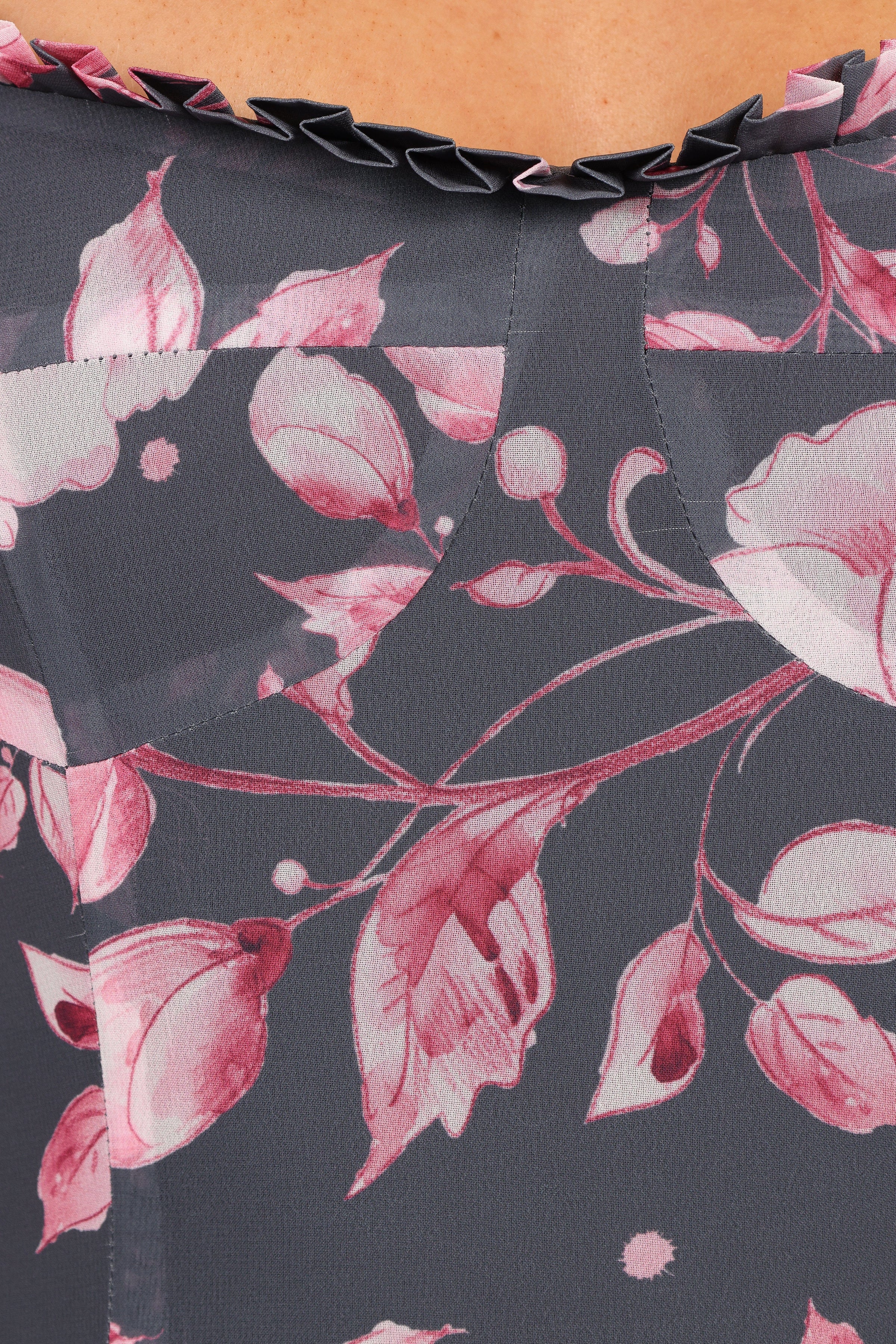 Petal and Pup USA DRESSES Ashton Midi Dress - Steel Gray Floral (Hold for Rack)