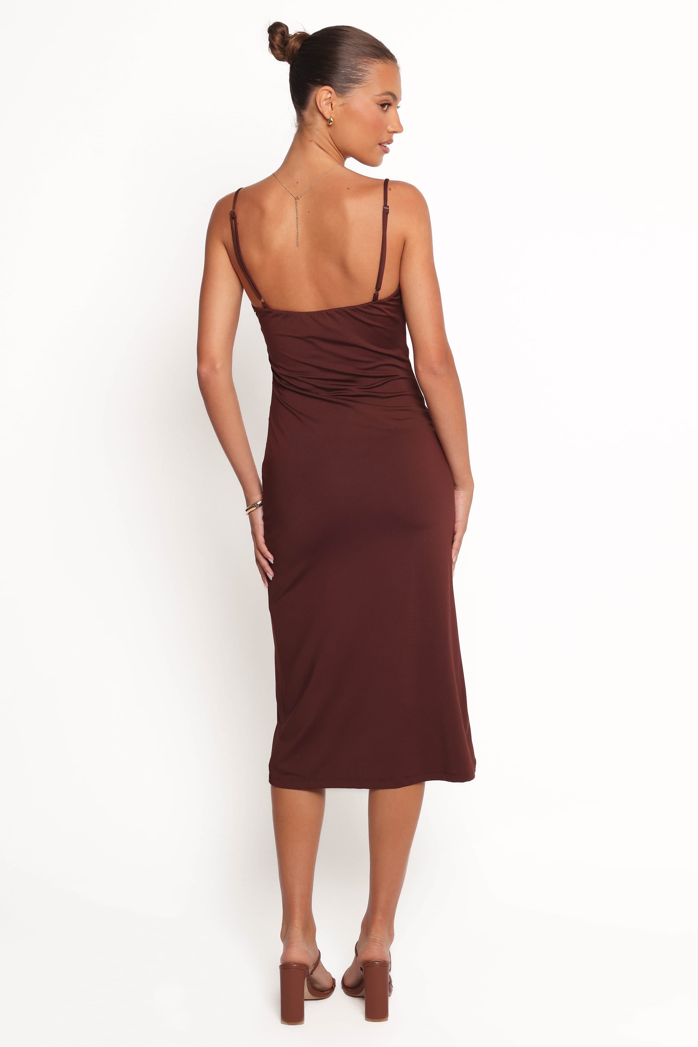 Petal and Pup USA DRESSES Ashy Midi Dress - Brown