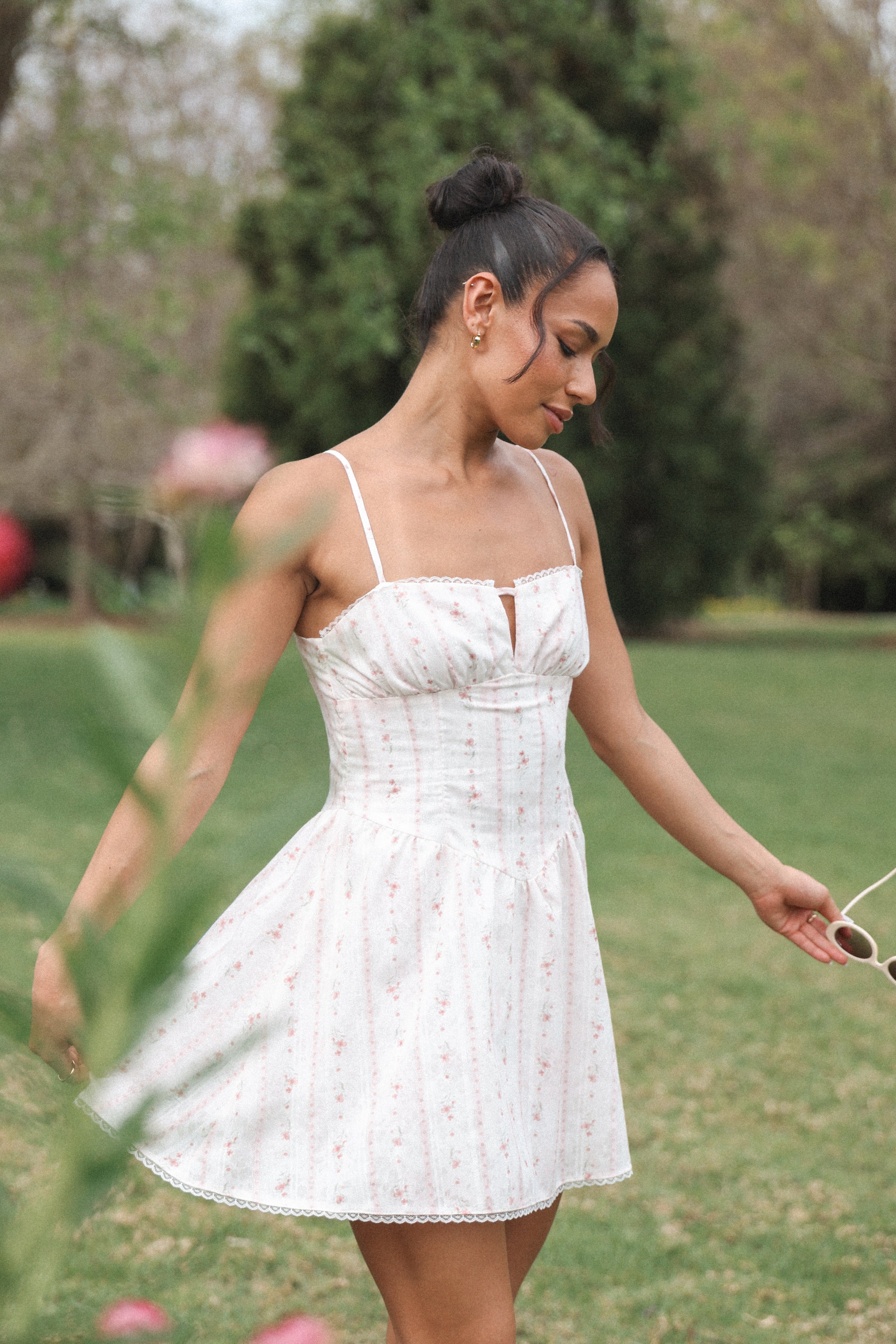 Petal and Pup USA DRESSES Athena Mini Dress - White Floral