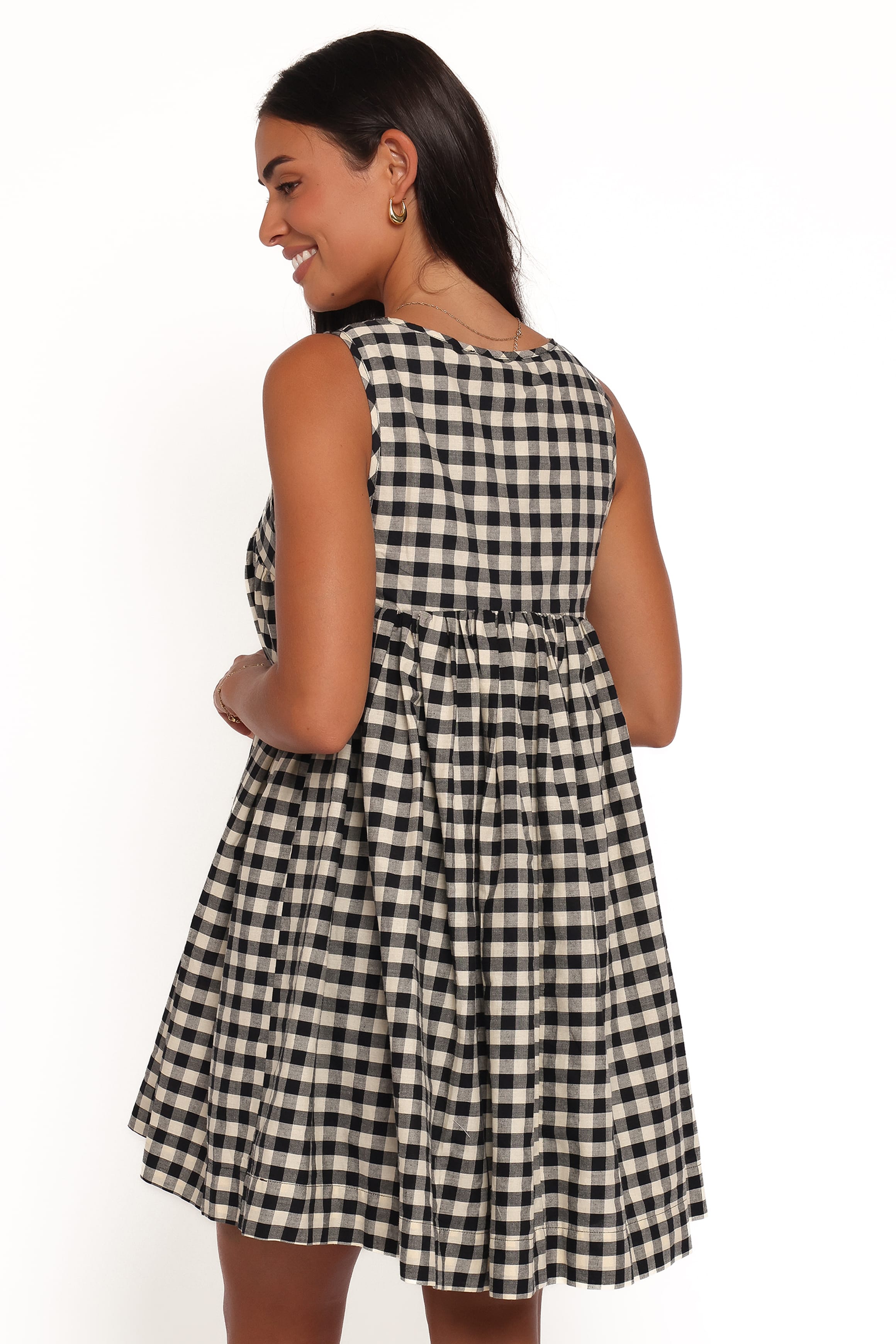 Petal and Pup USA DRESSES Atria Mini Dress - Black Cream Gingham
