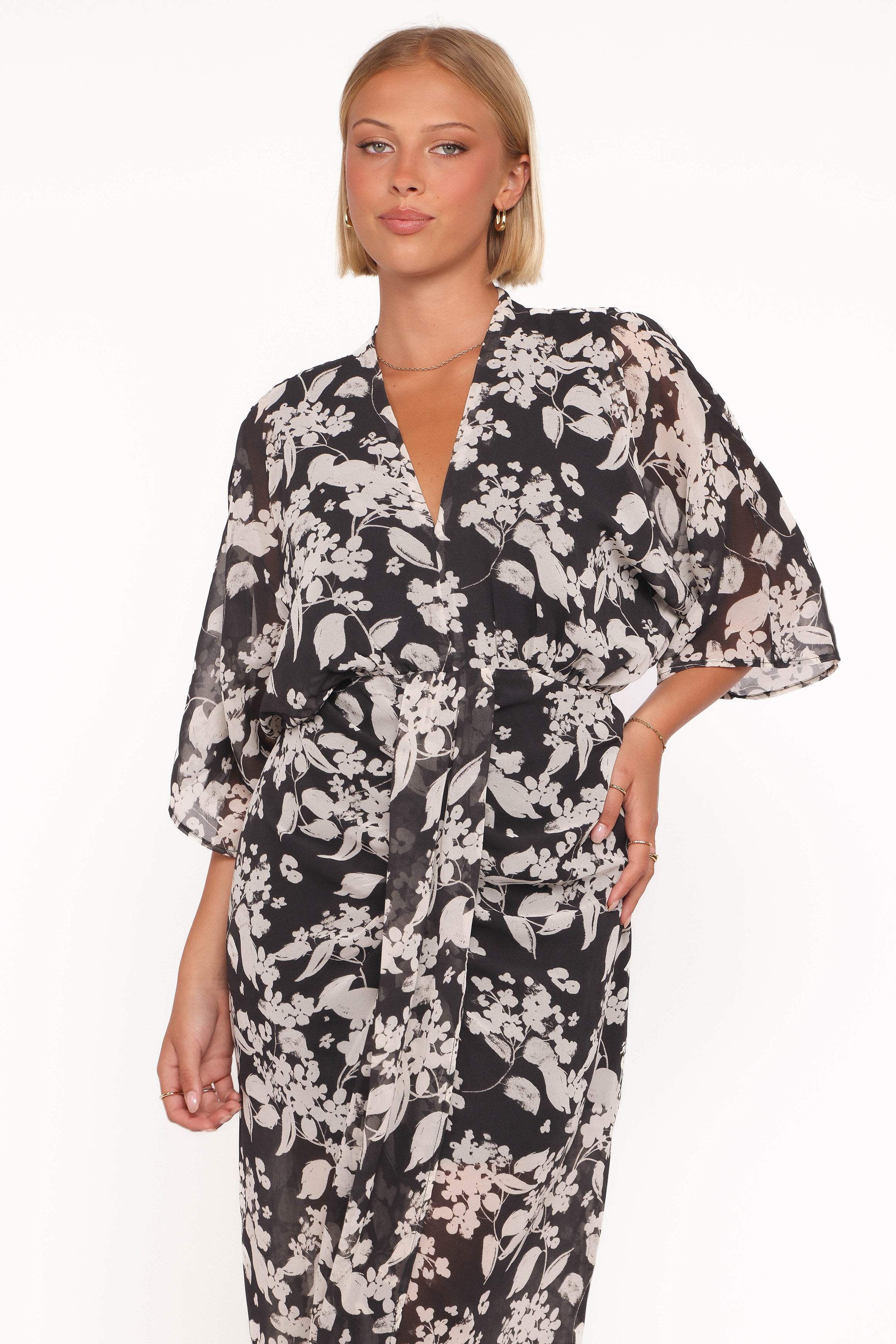 Petal and Pup USA DRESSES Audrina Maxi Dress - Black Floral