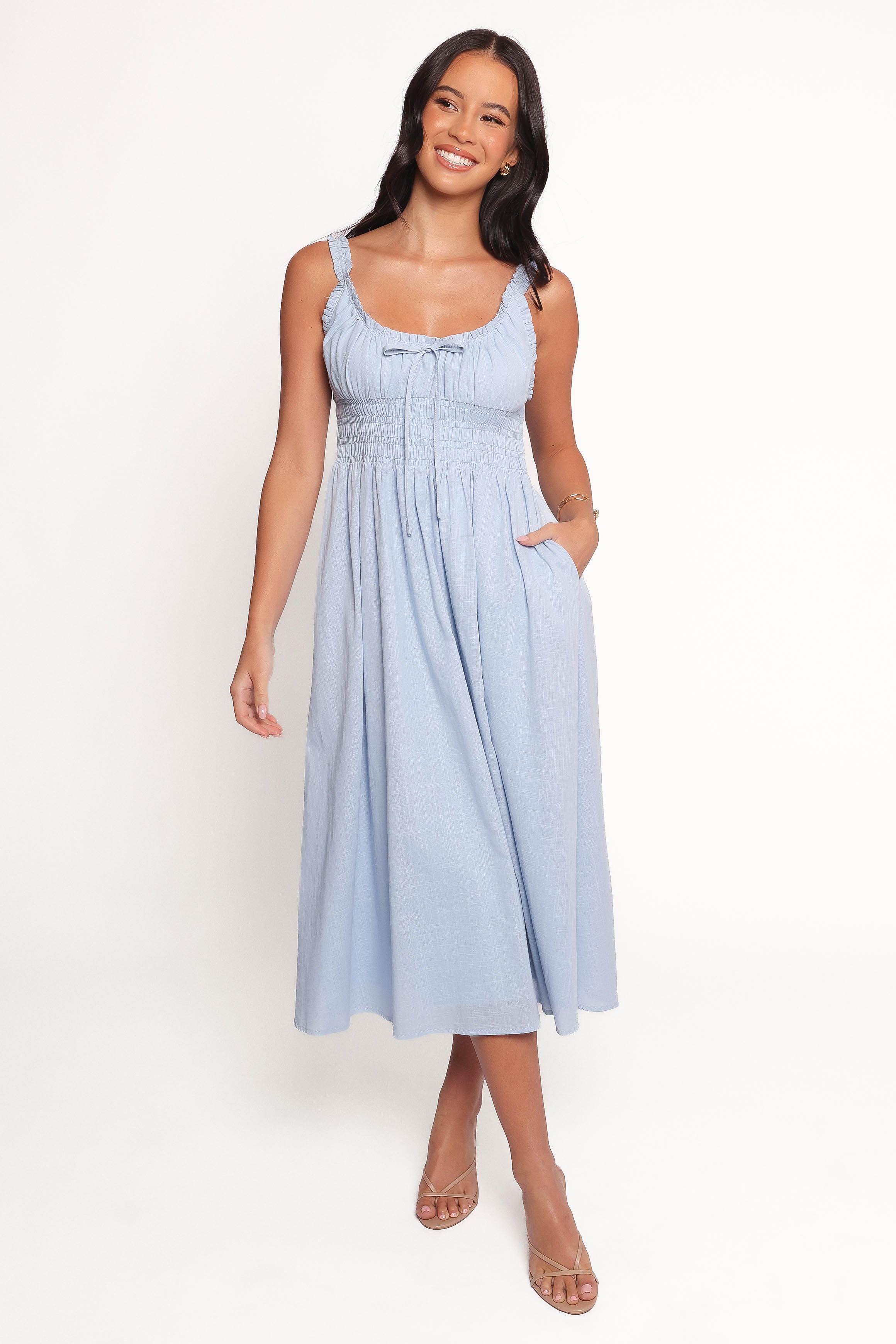 Petal and Pup USA DRESSES Auguste Midi Dress - Pale Blue (Hold for Amazon)