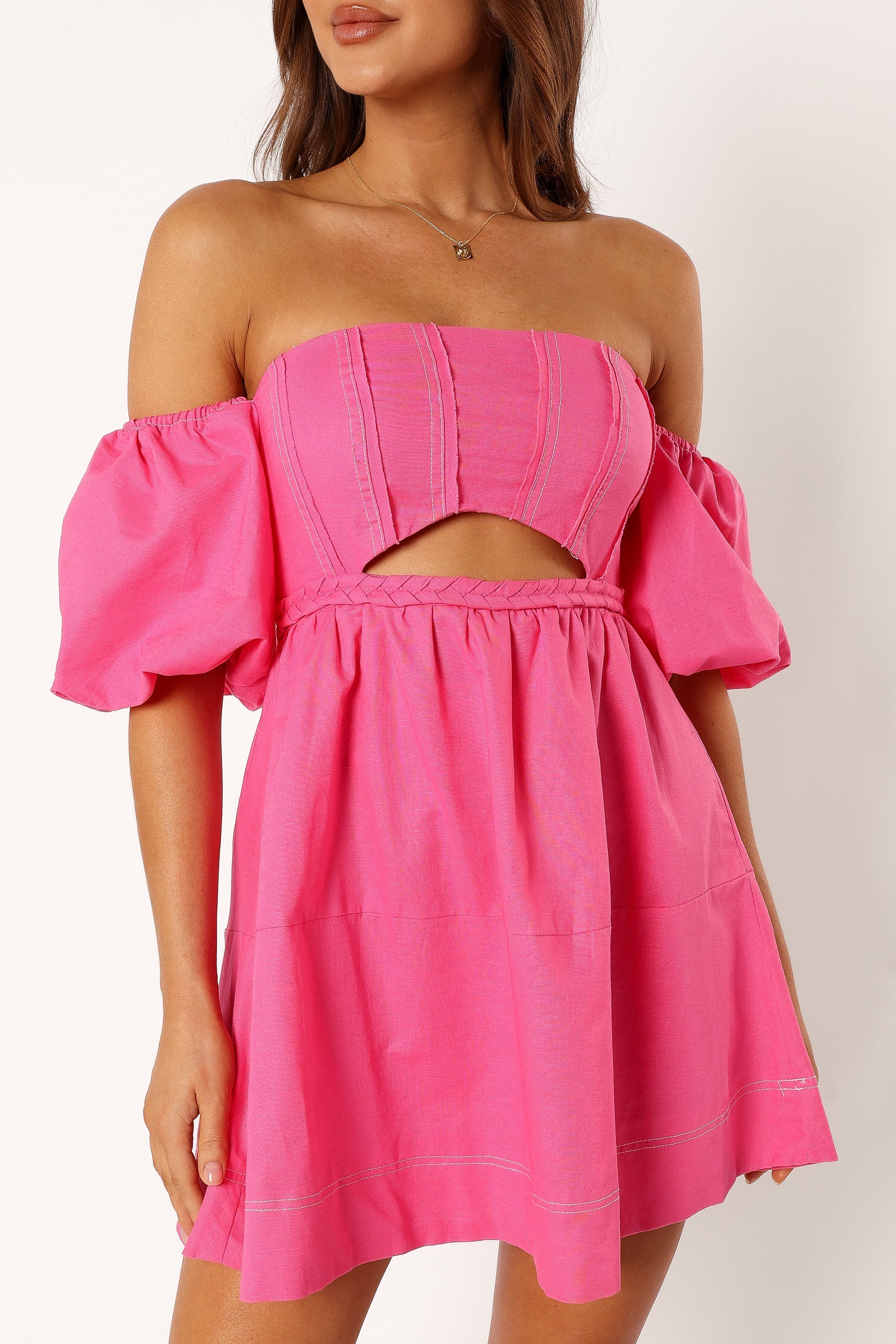 Petal and Pup USA DRESSES Aurora Off Shoulder Mini Dress - Pink