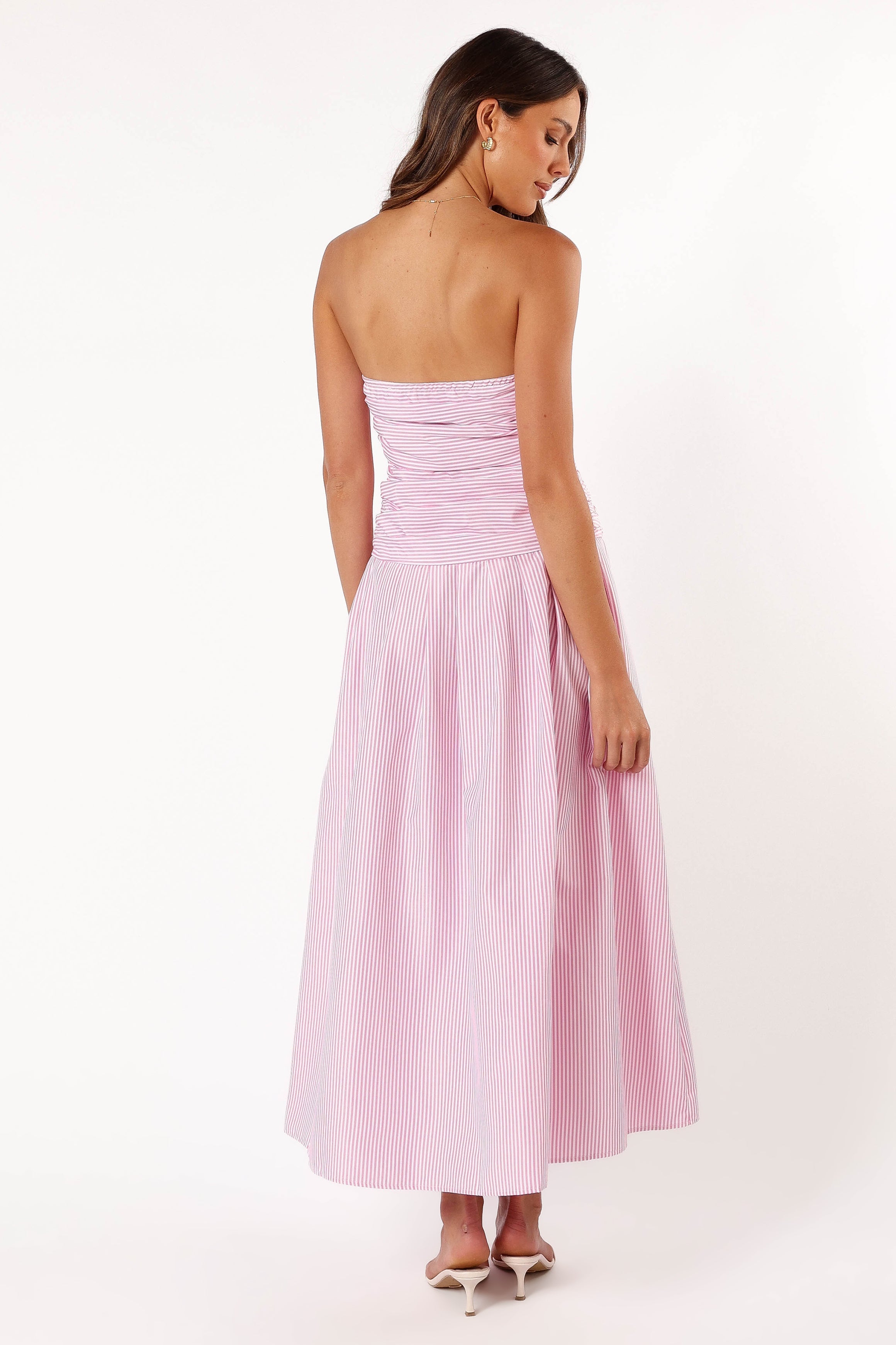 Petal and Pup USA DRESSES Avalee Strapless Maxi Dress - Pink Stripe