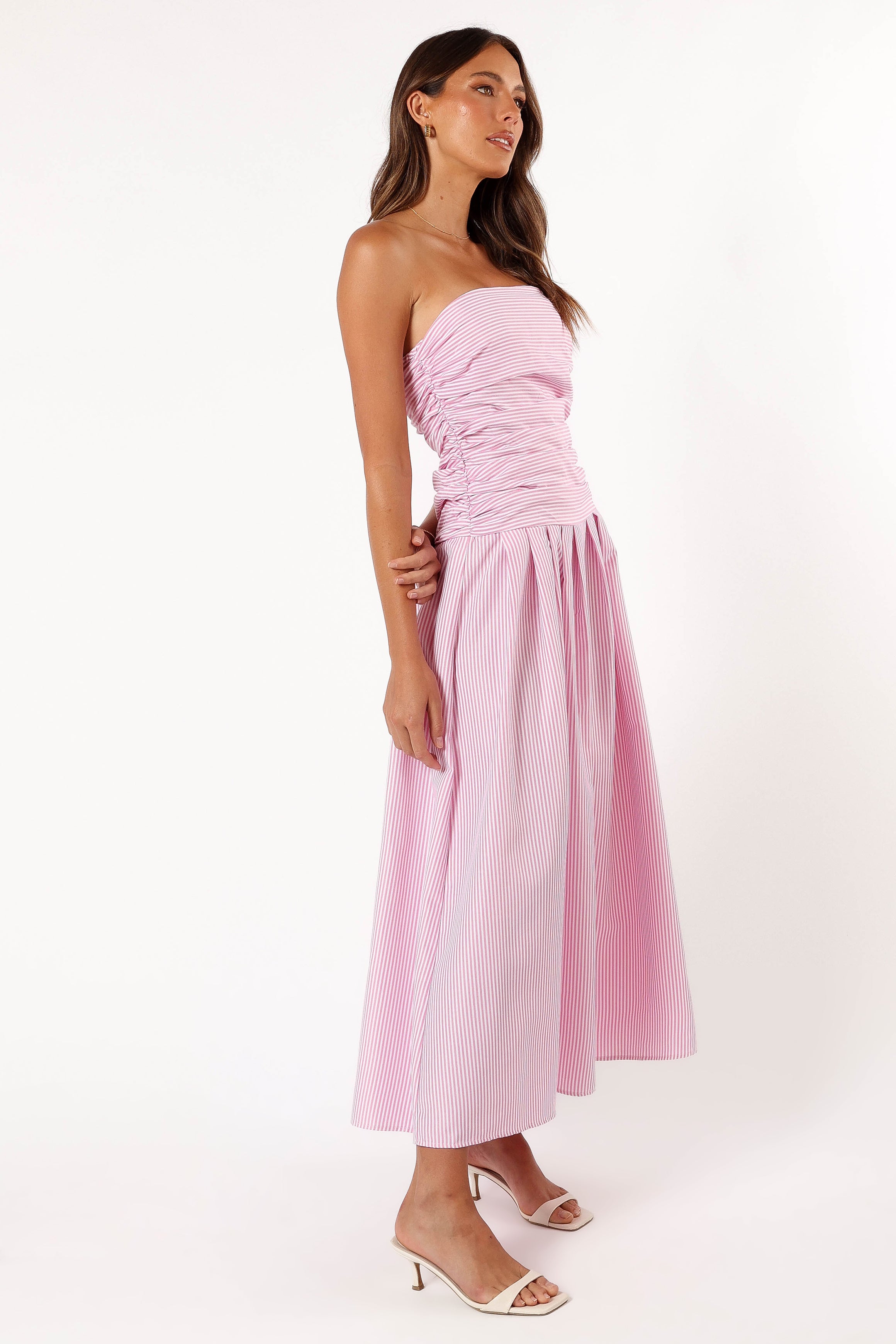 Petal and Pup USA DRESSES Avalee Strapless Maxi Dress - Pink Stripe