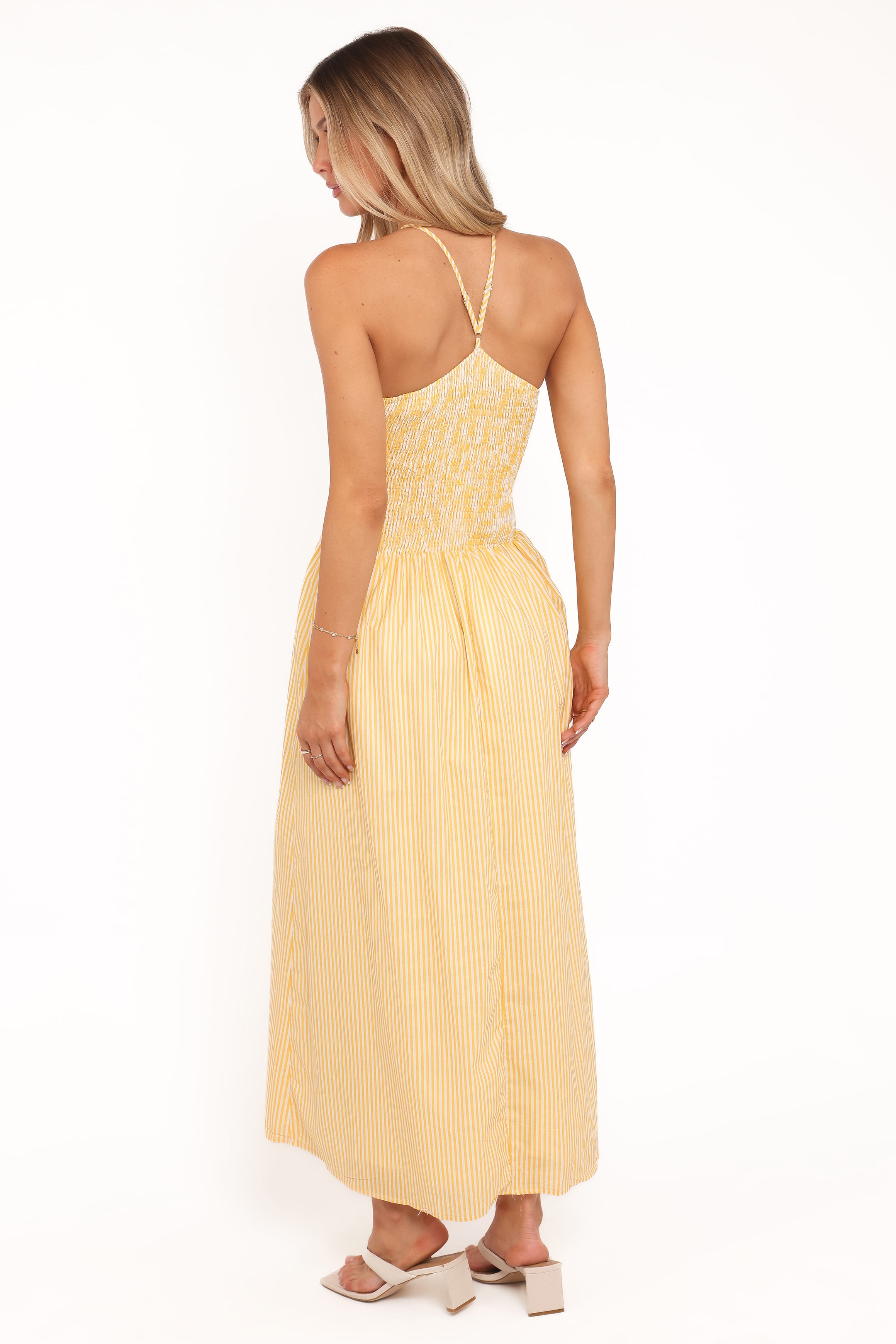 Petal and Pup USA DRESSES Aviva Smocked Midi Dress - Mango Stripe