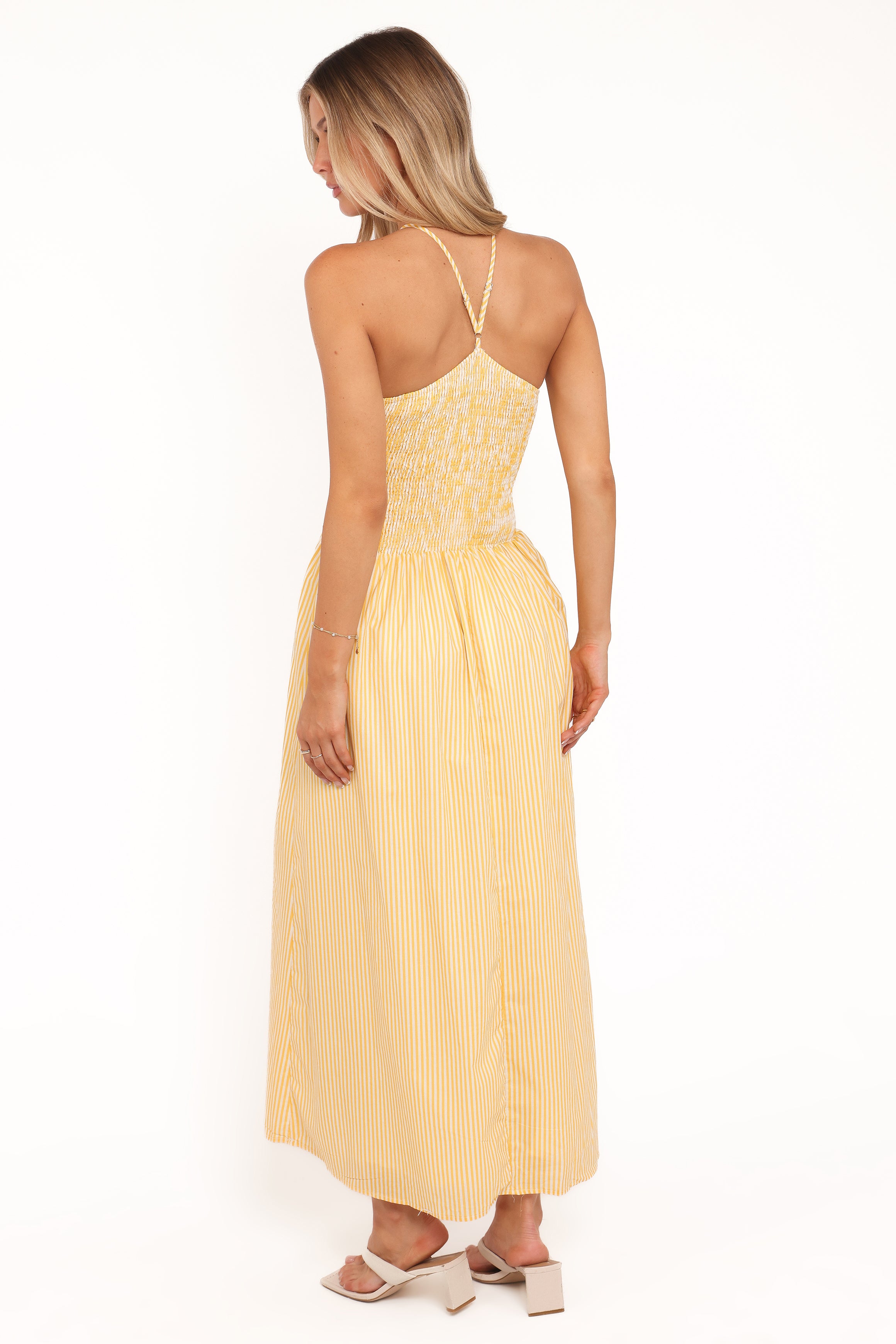 Petal and Pup USA DRESSES Aviva Smocked Midi Dress - Mango Stripe