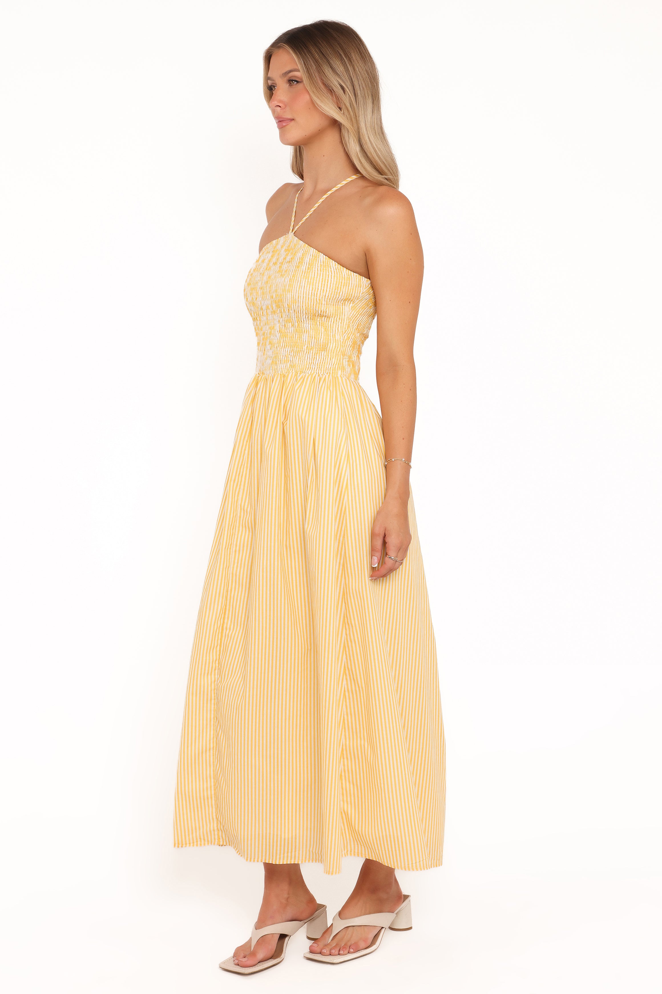 Petal and Pup USA DRESSES Aviva Smocked Midi Dress - Mango Stripe