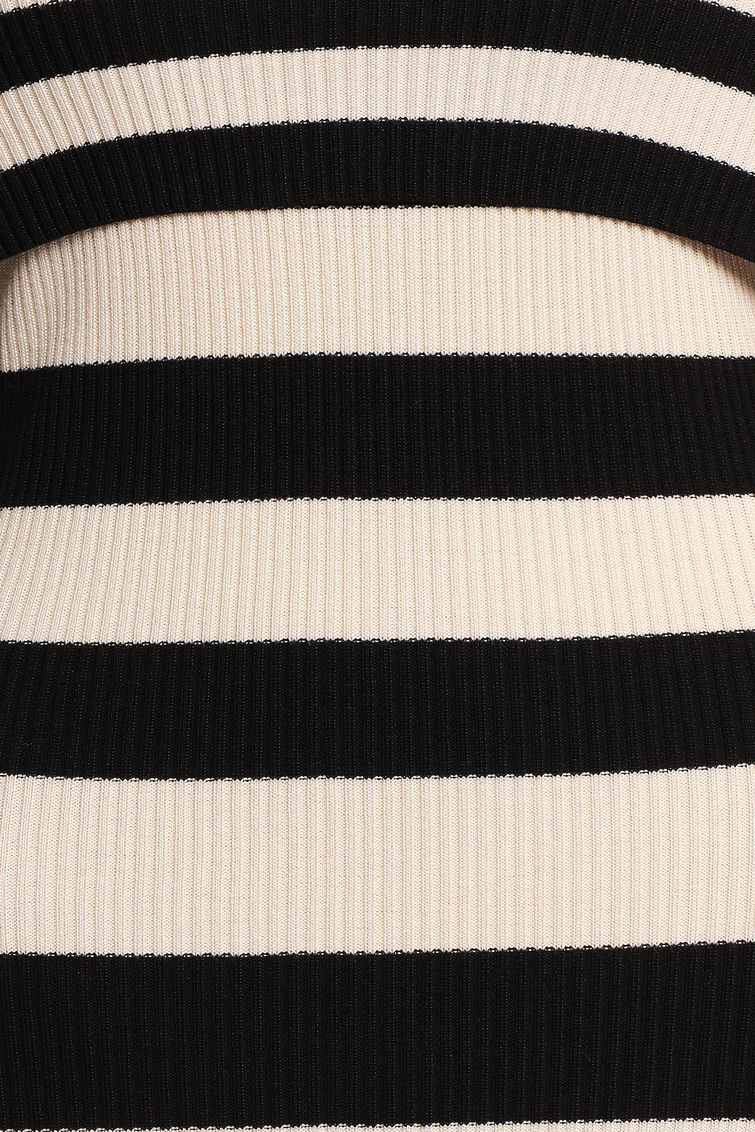 Petal and Pup USA DRESSES Banks Off Shoulder Knit Dress - Black Cream Stripe