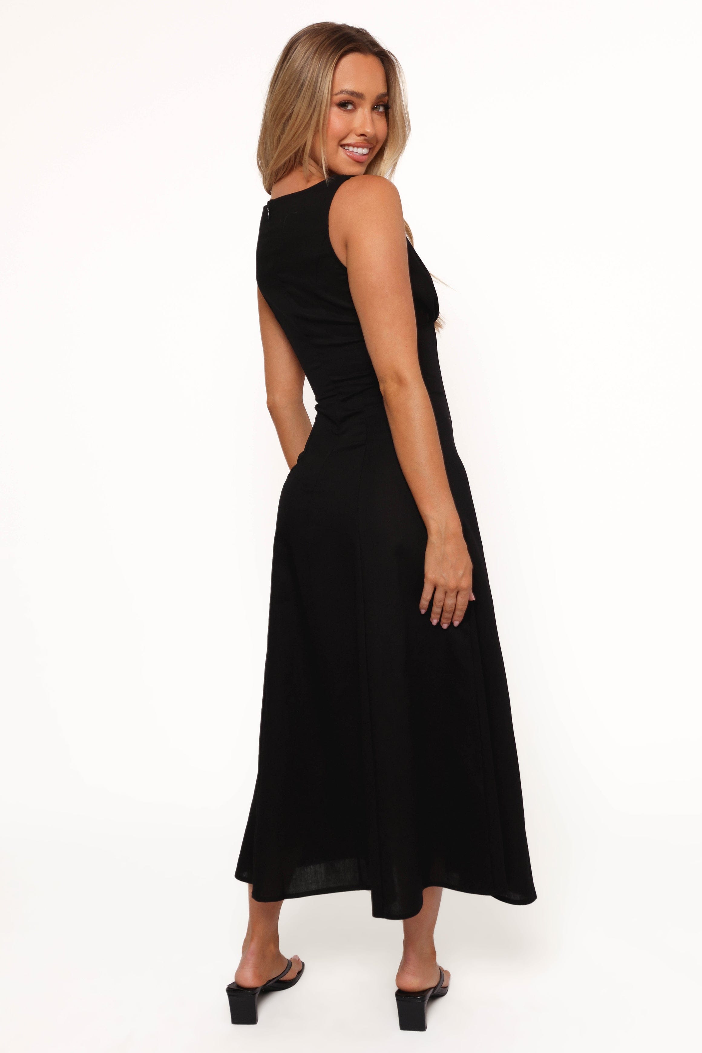 Petal and Pup USA DRESSES Barbara Midi Button Down Dress - Black (Hold for Rack)
