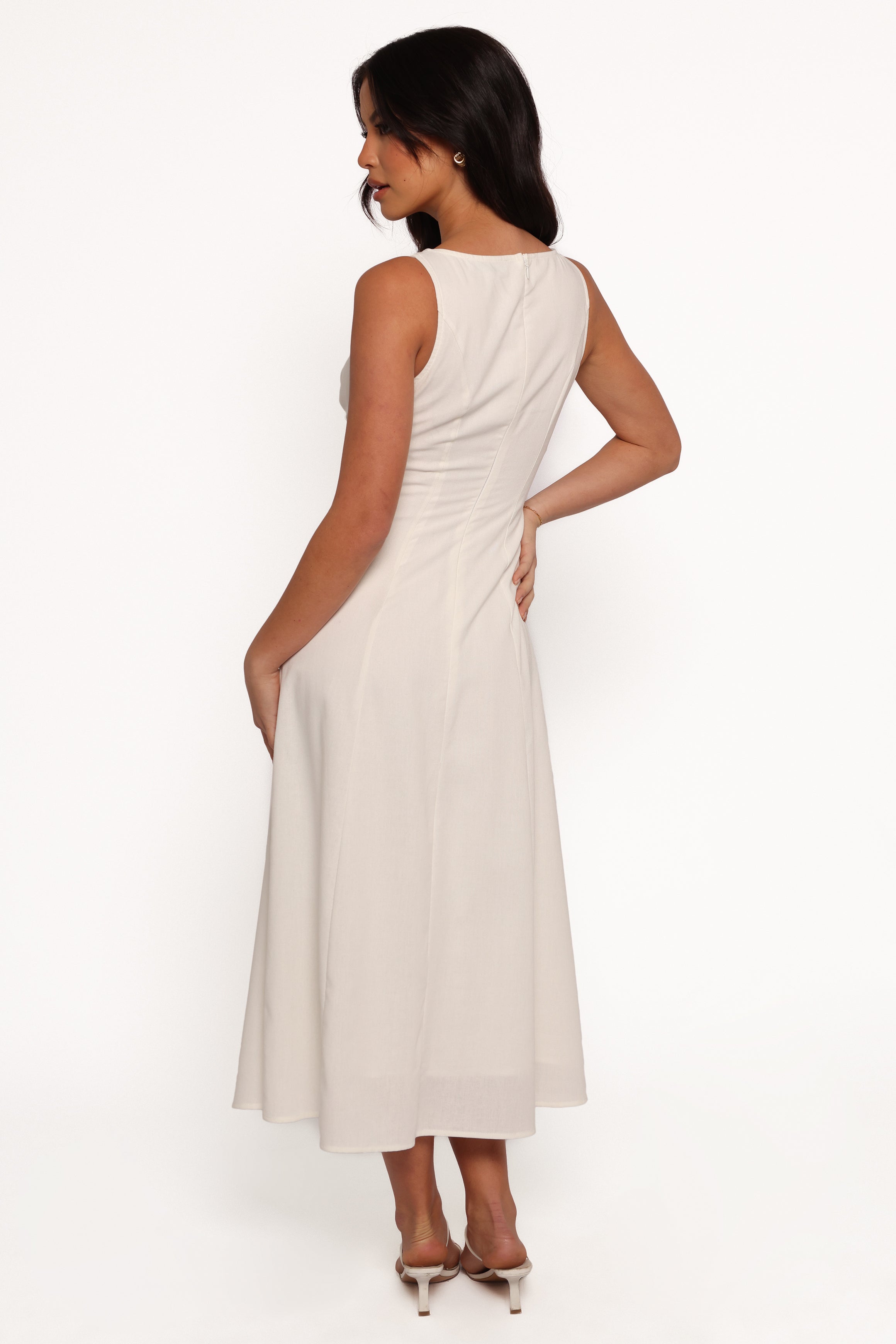 Petal and Pup USA DRESSES Barbara Midi Button Down Dress - White