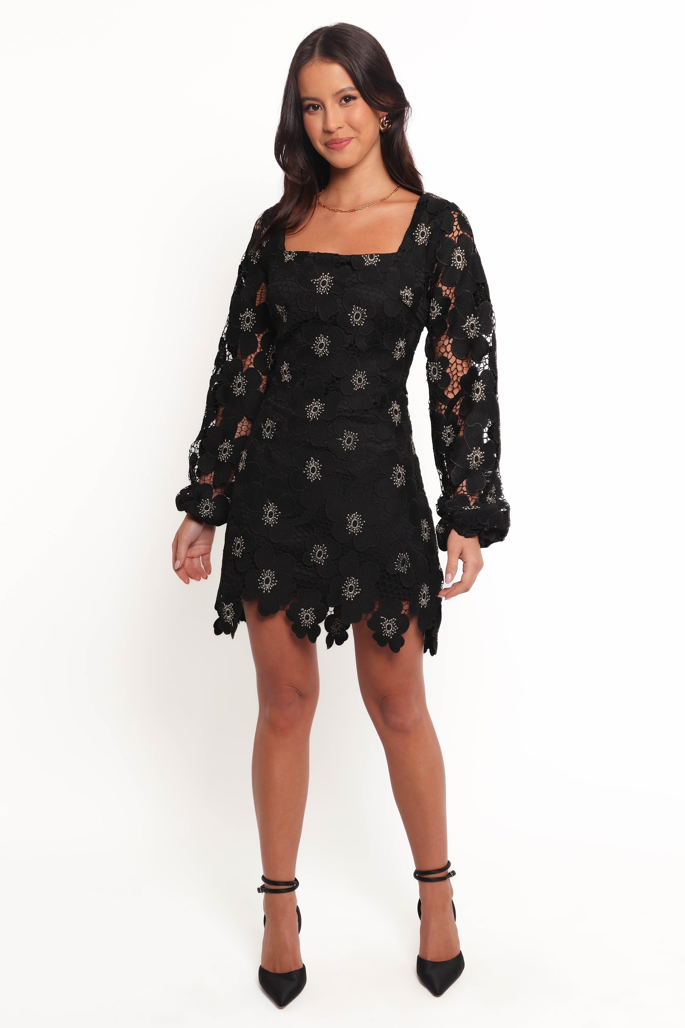 Petal and Pup USA DRESSES Bardley Long Sleeve Mini Dress - Black