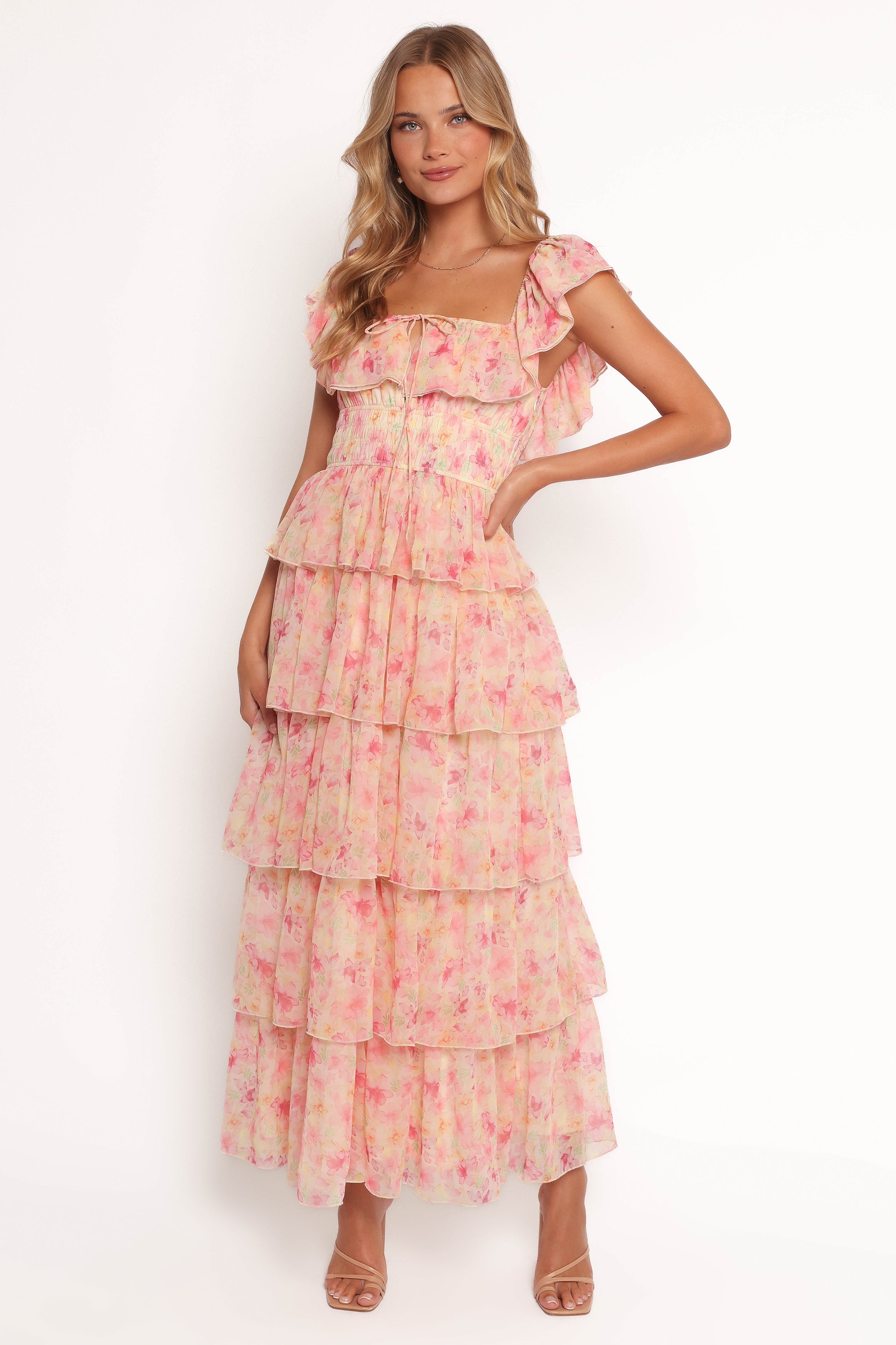 Petal and Pup USA DRESSES Belle Maxi Dress - Pink Floral